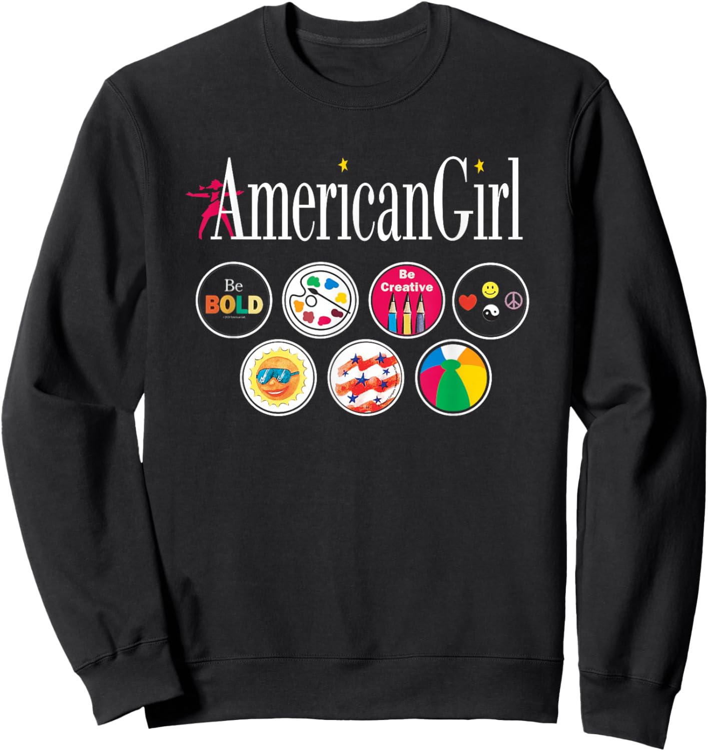 American Girl - Logo & Grin Pins Sweatshirt - Sweatshirt | Black