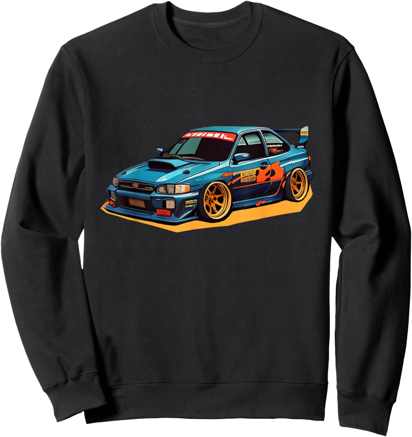 Sports Car Drift 90s Retro Cartoon Japanese Sweatshirt - Sweatshirt | Black