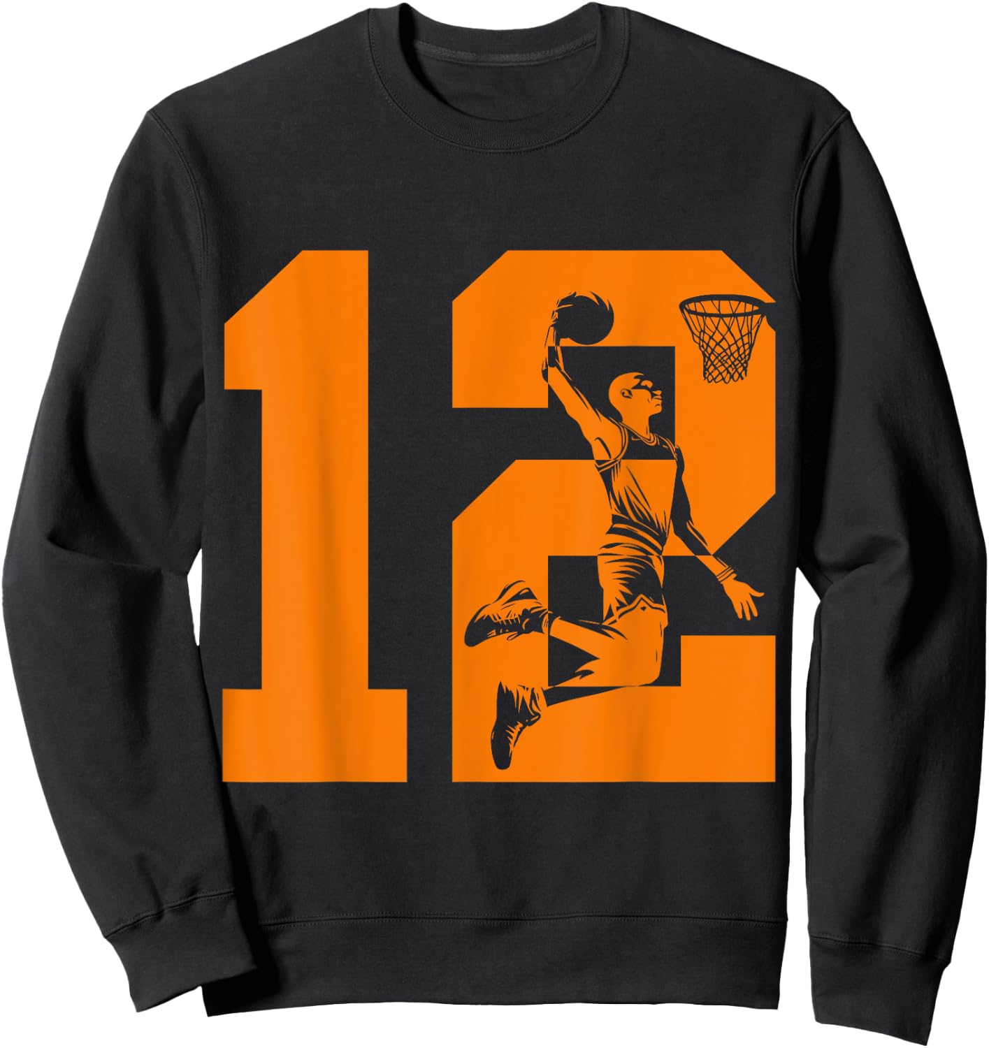 Number 12 Basketball 12th Birthday Sweatshirt - Sweatshirt | Black