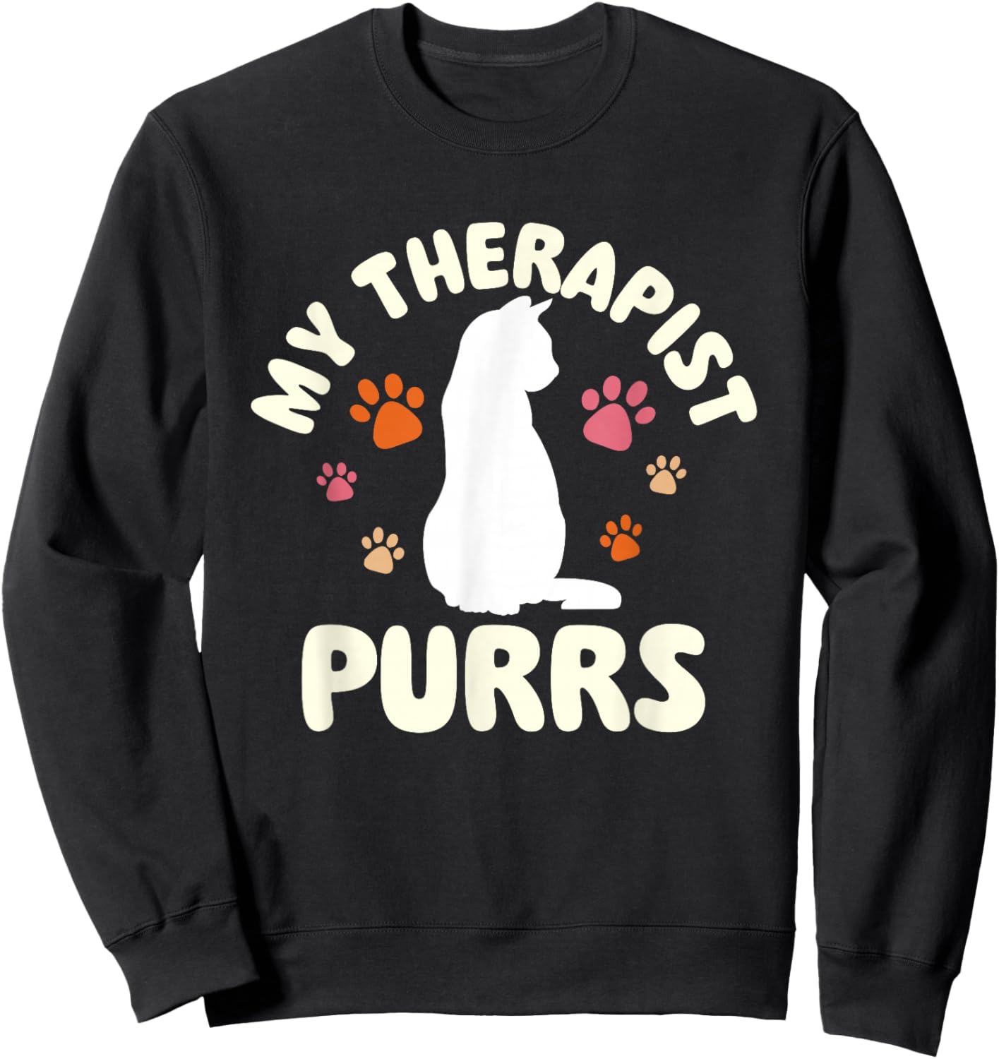 My Therapist Purrs - Cat Lover Kitten Owner Kitty Women Sweatshirt - Sweatshirt | Black