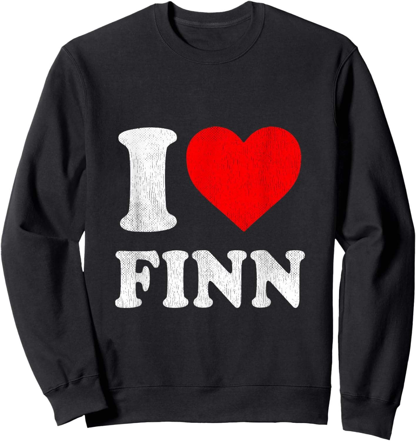 I Heart Finn Merch Distressed I Love Finn Sweatshirt - Sweatshirt | Black