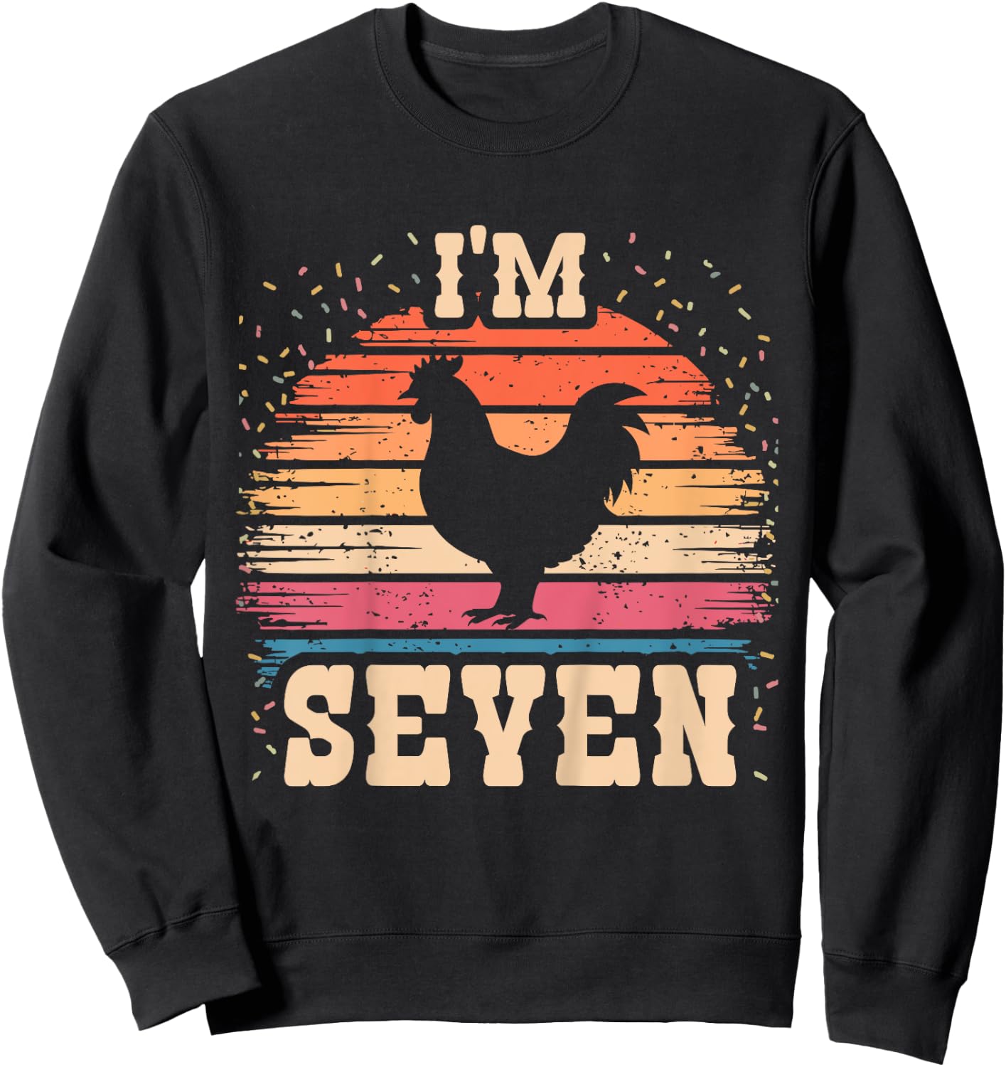 Chicken 7 Year Old Birthday Boy Girl 7th Chicken Birthday Sweatshirt - Sweatshirt | Black