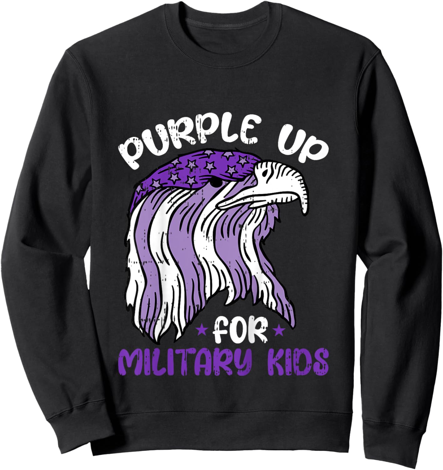 Purple Up For Military Kids Child Army Soldier Children Sweatshirt - Sweatshirt | Black