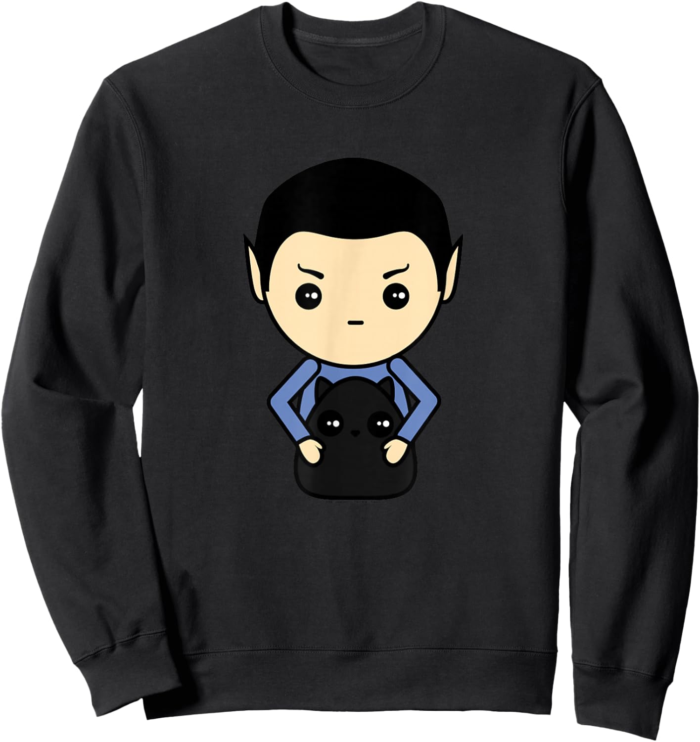 Star Trek: The Original Series Spock With Cat Kawaii Sweatshirt - Sweatshirt | Black