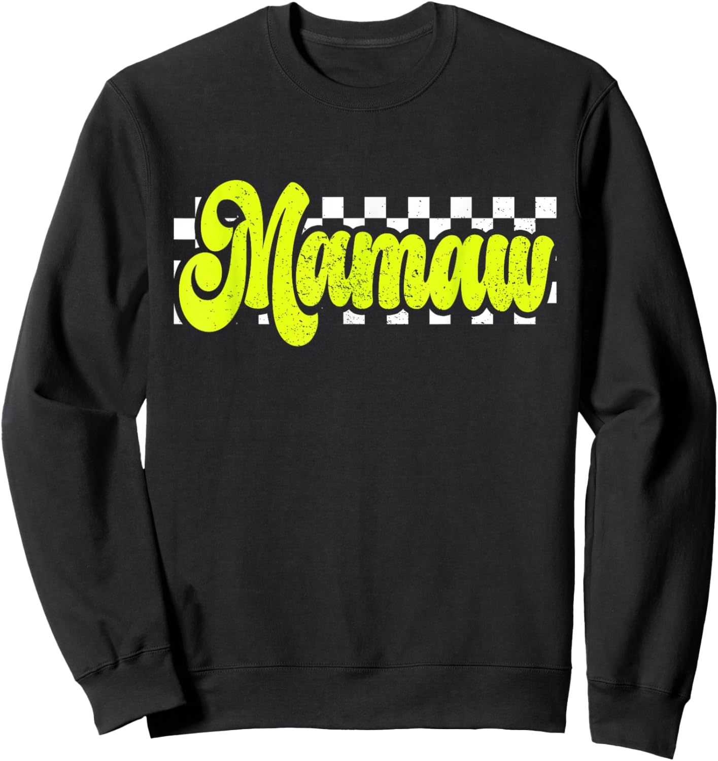 Mamaw Retro Checkered Distressed design Sweatshirt - Sweatshirt | Black