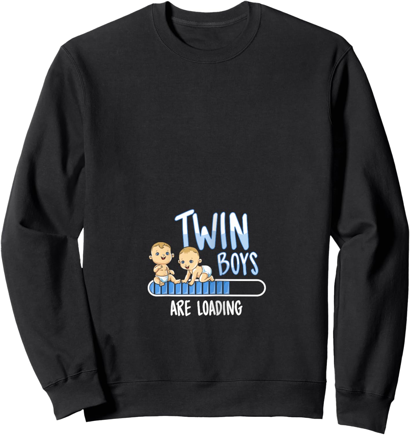Twin Boys Loading Pregnancy Announcement Shirt Gift Sweatshirt - Sweatshirt | Black