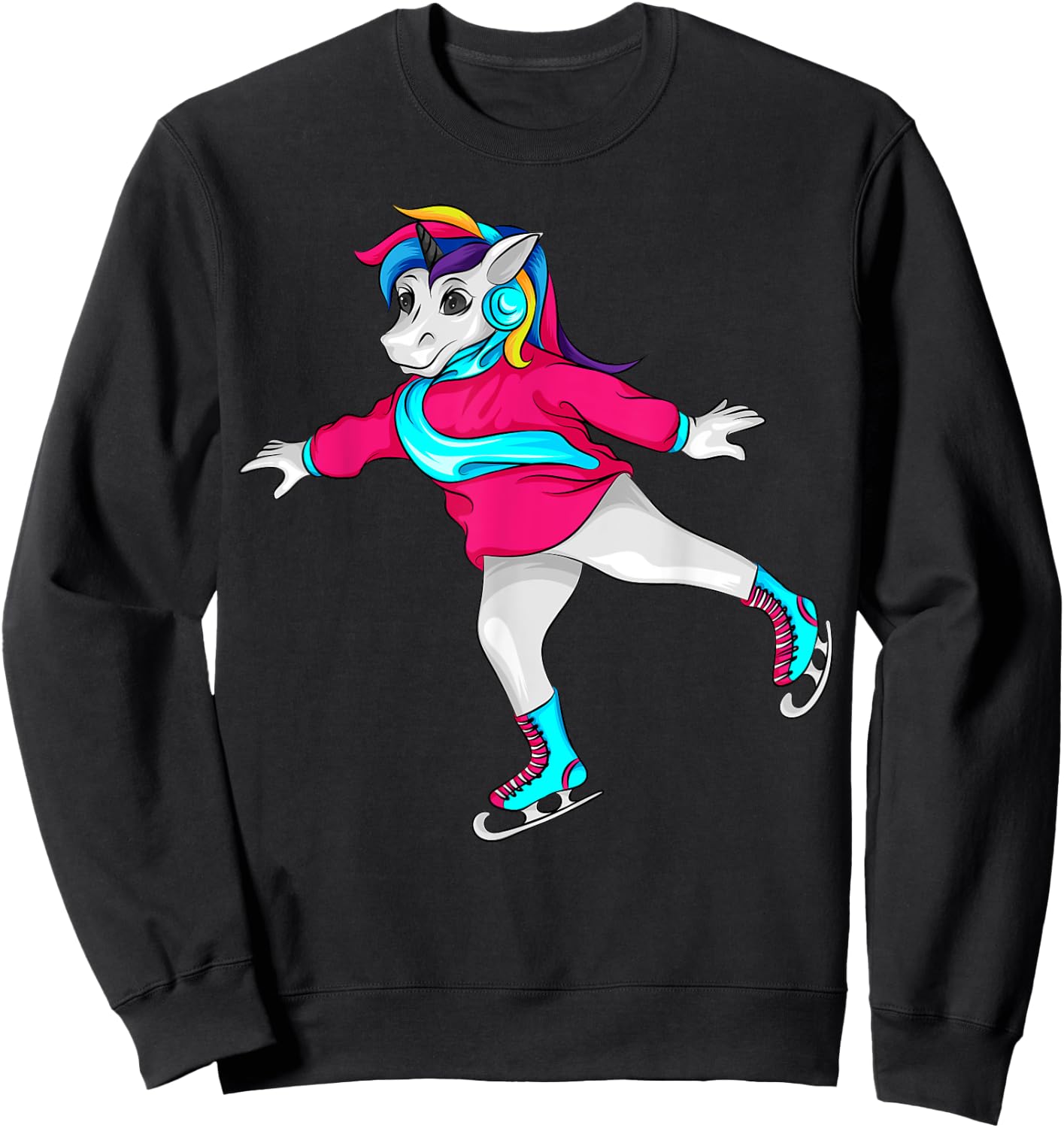 Figure Skating Unicorn Cool Pair Ice Skater Girl Funny Gift Sweatshirt - Sweatshirt | Black