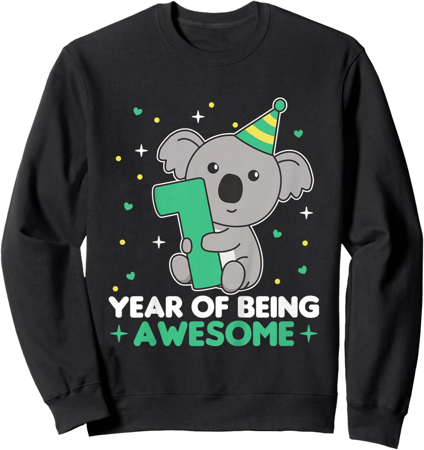 Koala 1st Birthday For Kids One Year Old Koala Sweatshirt - Sweatshirt | Black