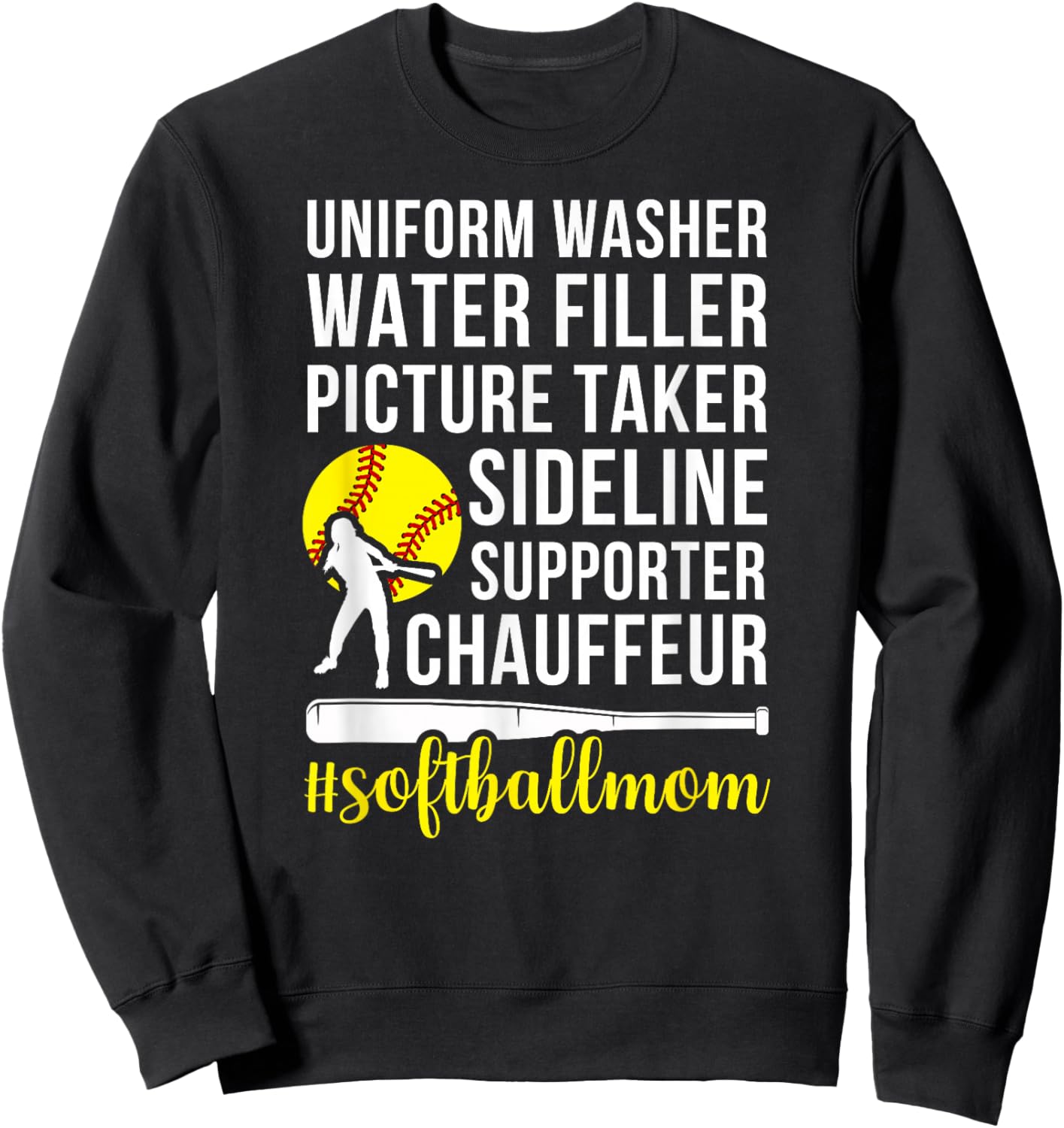 Softball Mom Definition Mom of A Softball Player Mother Sweatshirt - Sweatshirt | Black