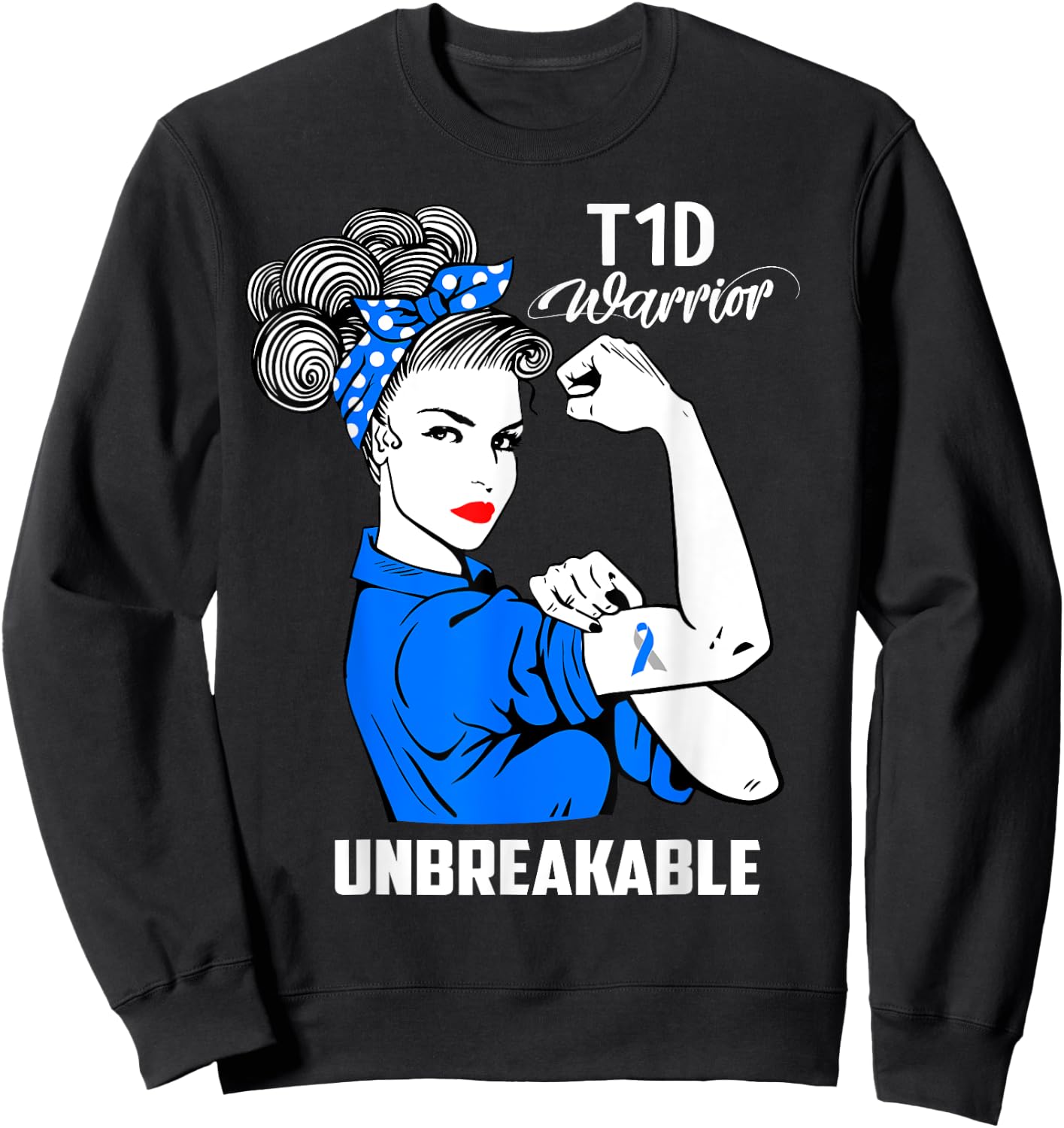 T1D Type 1 diabetes Awareness Type 1 Diabetes Gift Sweatshirt - Sweatshirt | Black