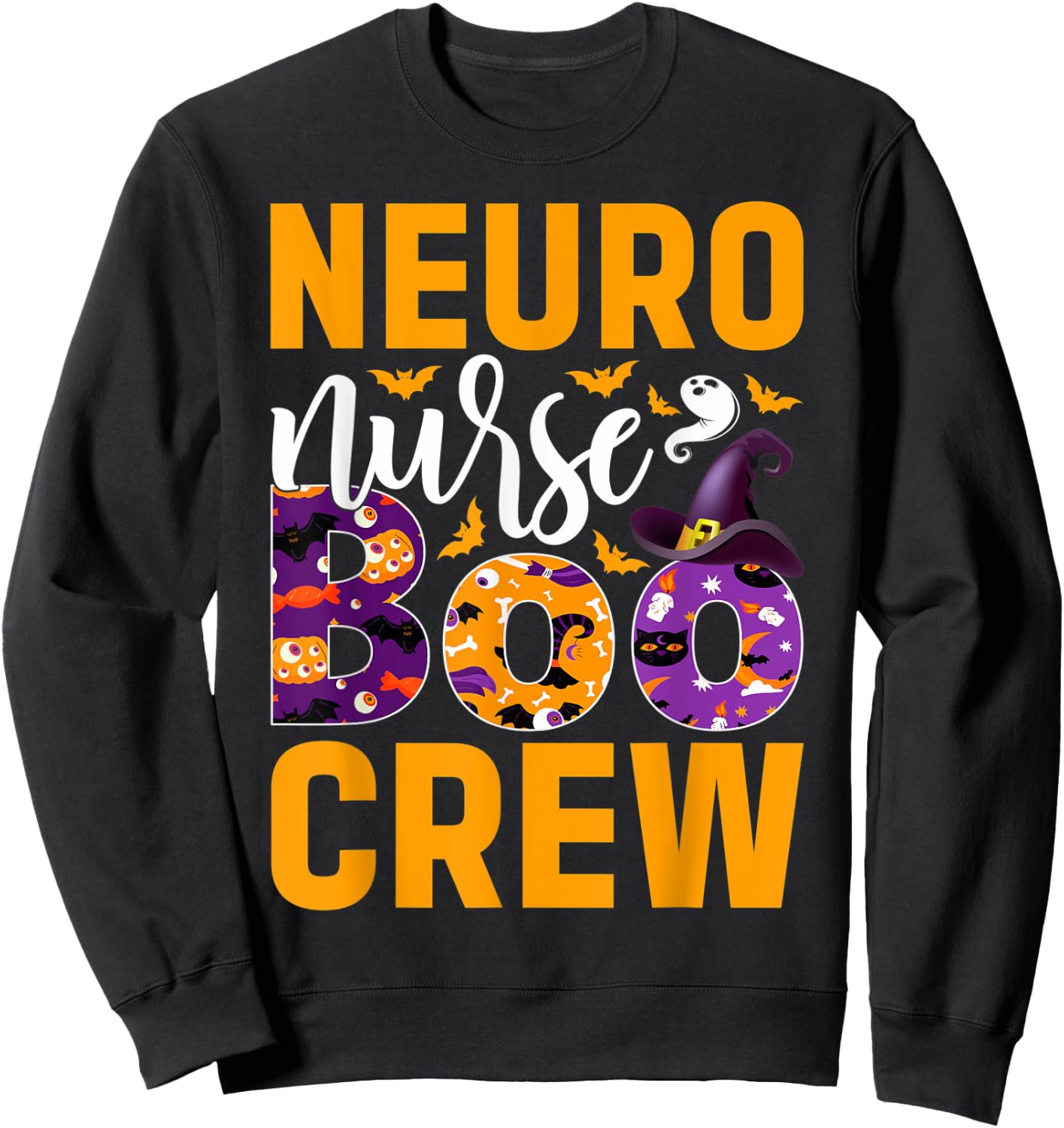 Cute Halloween Neuro Nurse - Boo Crew Nurse Sweatshirt - Sweatshirt | Black