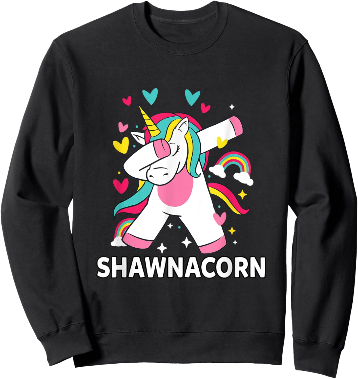 Shawnacorn Personalized Name Dabbing Unicorn Shawna Sweatshirt - Sweatshirt | Black