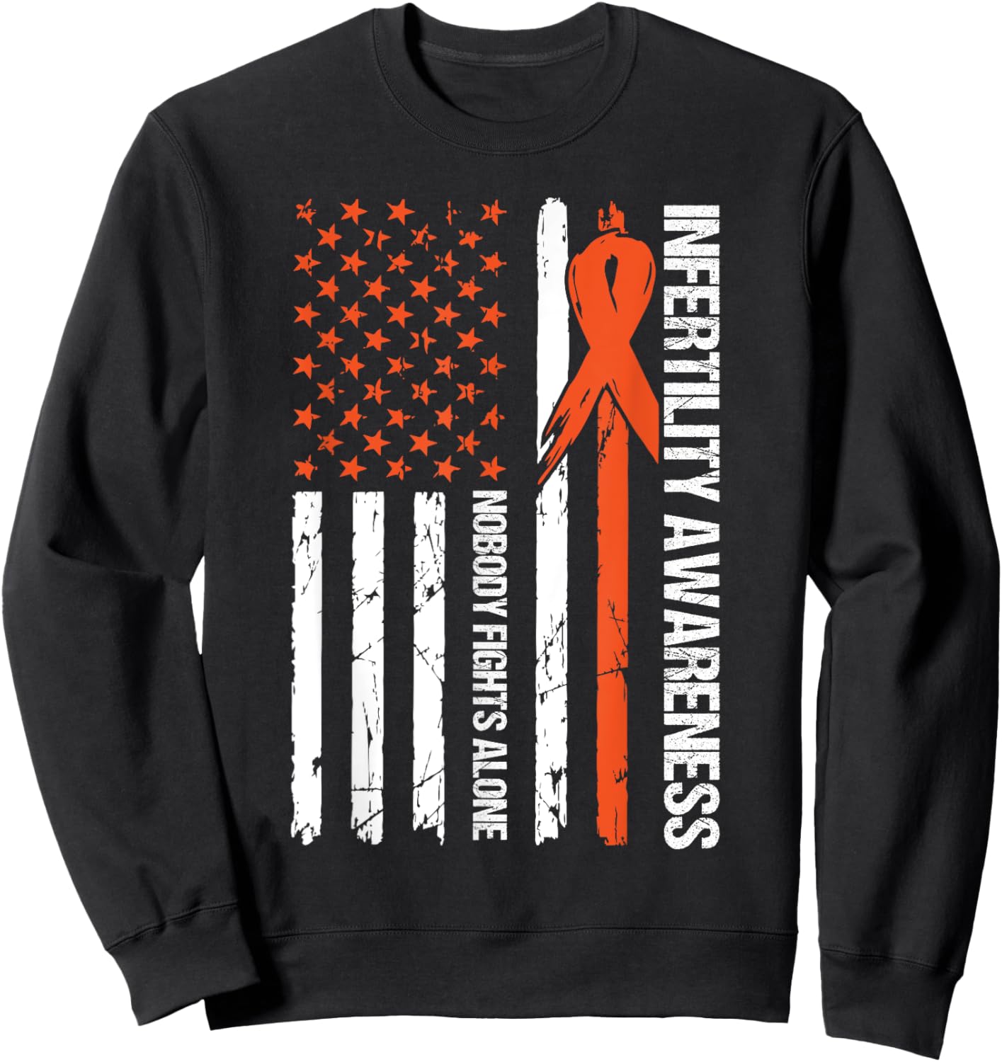 Infertility Awareness Flag Orange Ribbon IVF Transfer Day Sweatshirt - Sweatshirt | Black