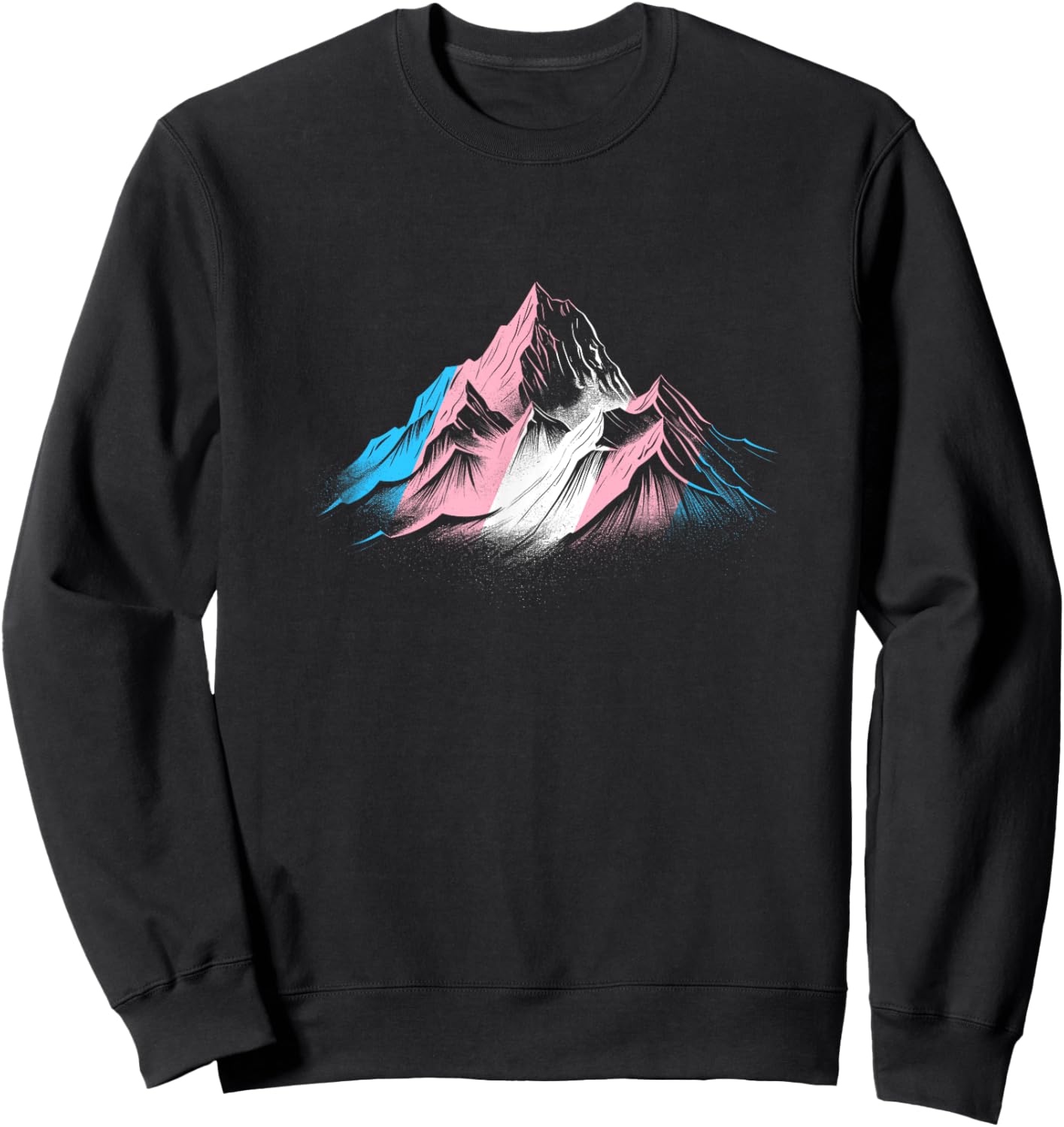 Subtle Transgender Pride Month Mountain Hiking Camping Trans Sweatshirt - Sweatshirt | Black