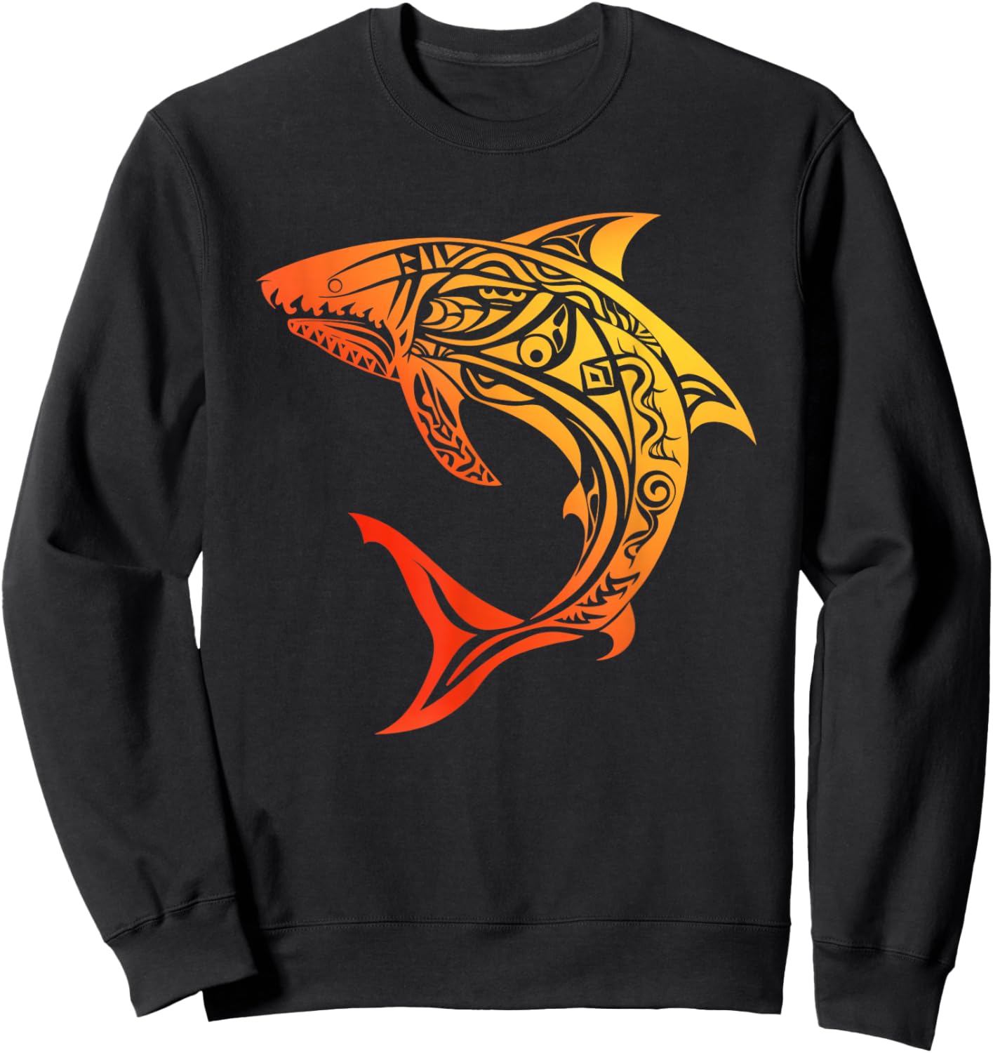 Tribal Shark Shirt - Maori Shirt - Hawaiian Tribal Sweatshirt - Sweatshirt | Black