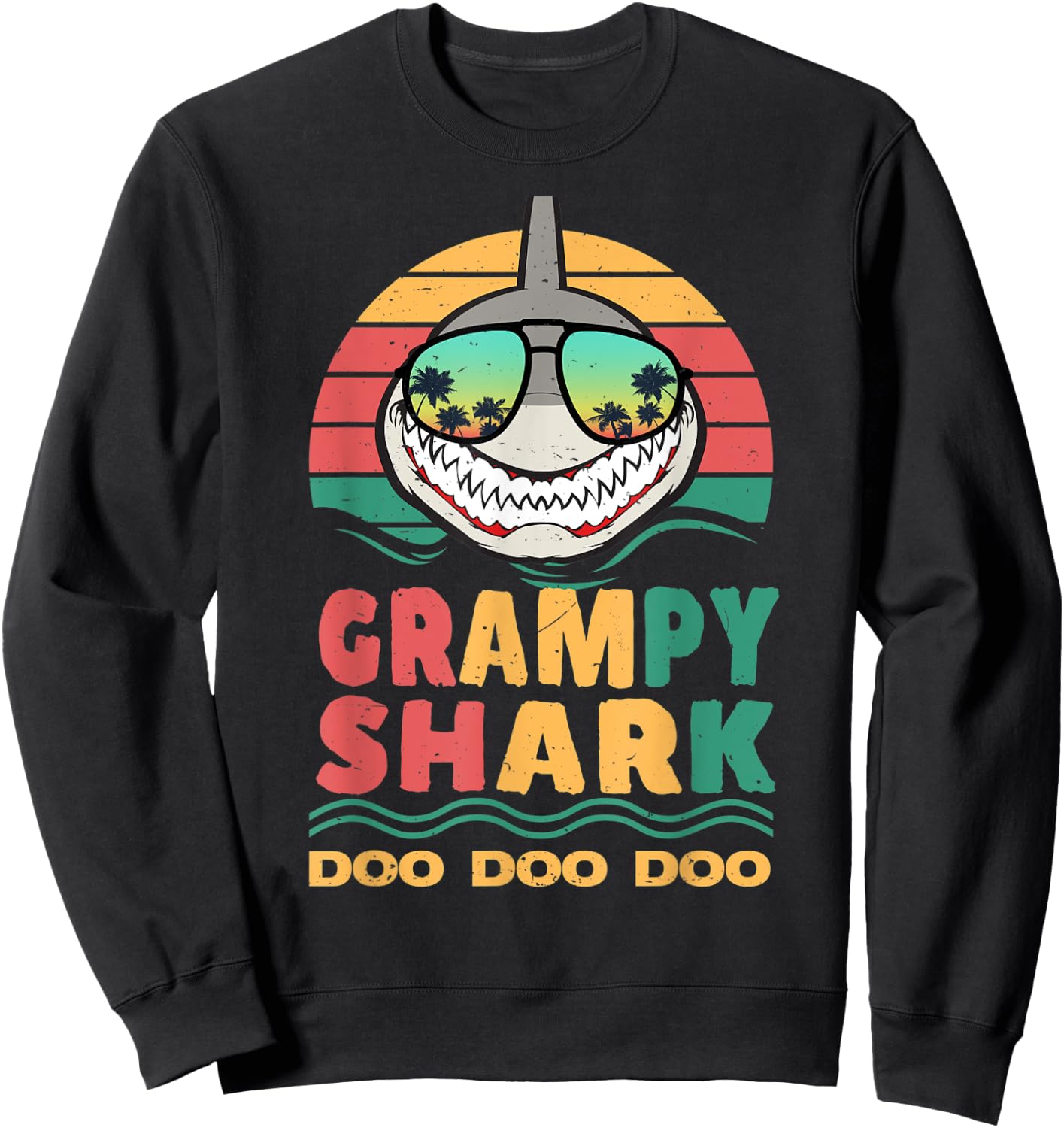 Grampy Shark Father's Day Papa Dad Grandpa Men Gift Sweatshirt - Sweatshirt | Black
