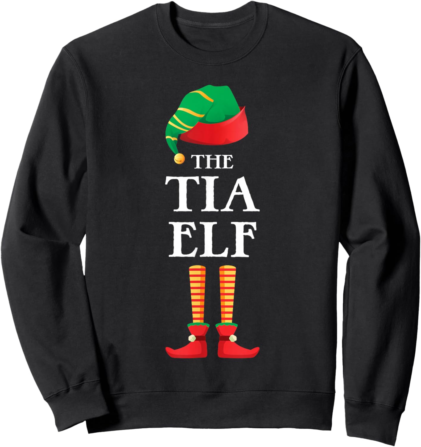 The Tia Elf Christmas Matching Family Funny Pajama Pj Xmas Sweatshirt - Sweatshirt | Black