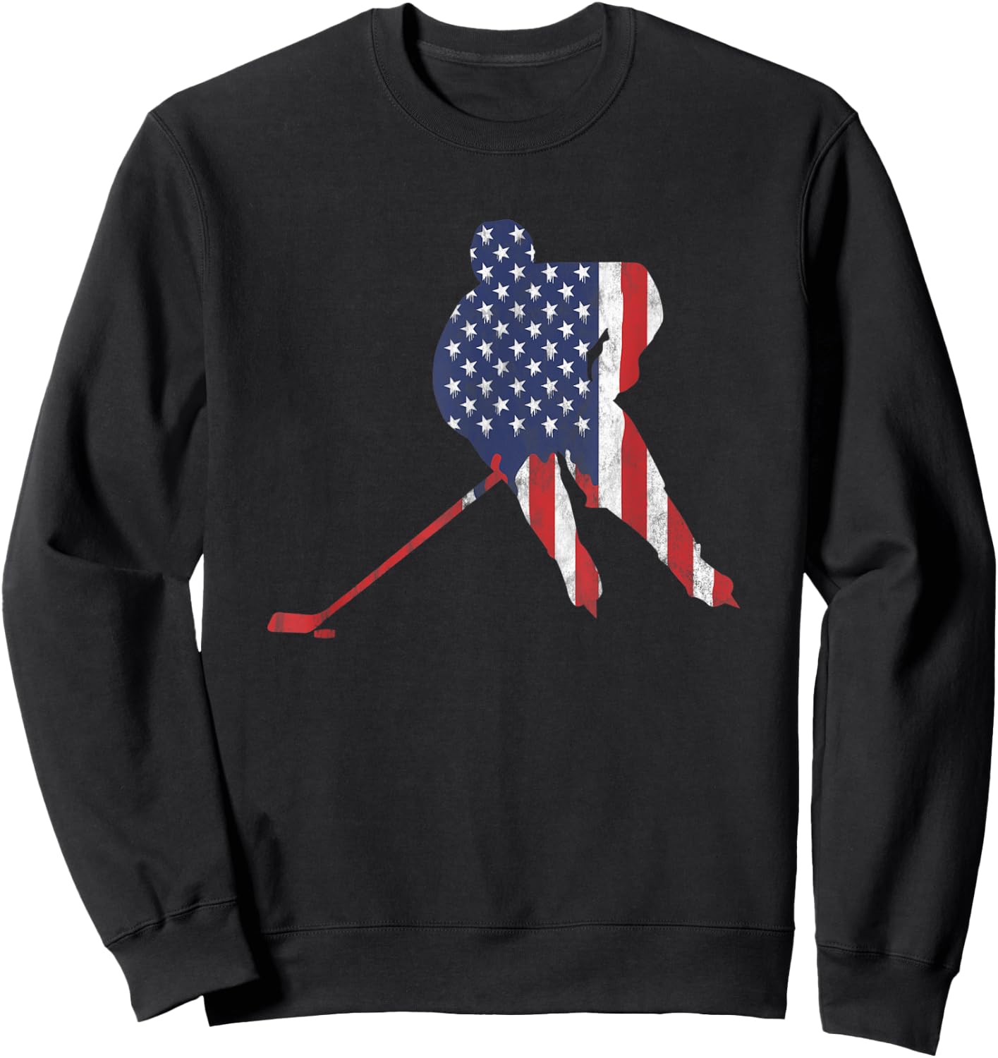 American Flag Ice Hockey US Sports & Puck Wintersport Fans Sweatshirt - Sweatshirt | Black