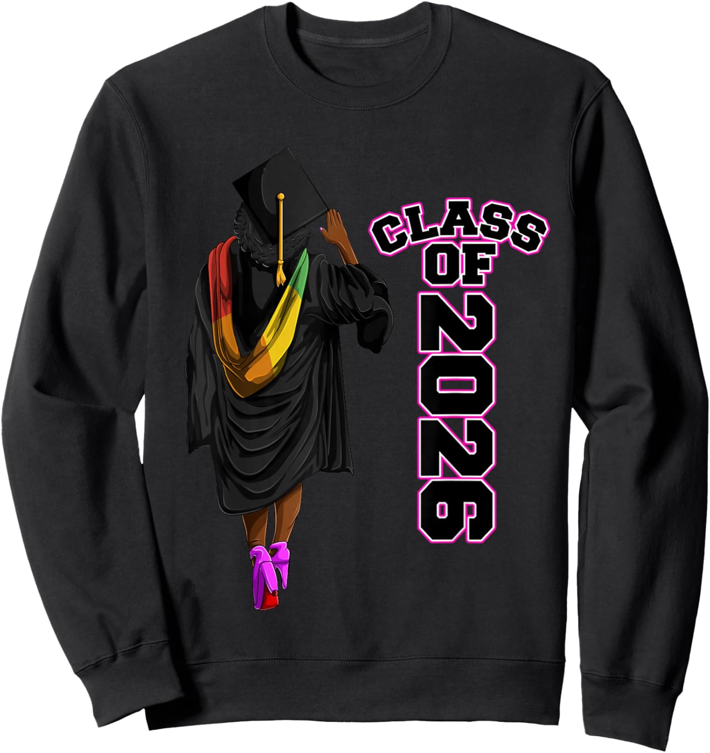 Cool Class Of 2026, African American Graduate Girls & Women Sweatshirt - Sweatshirt | Black