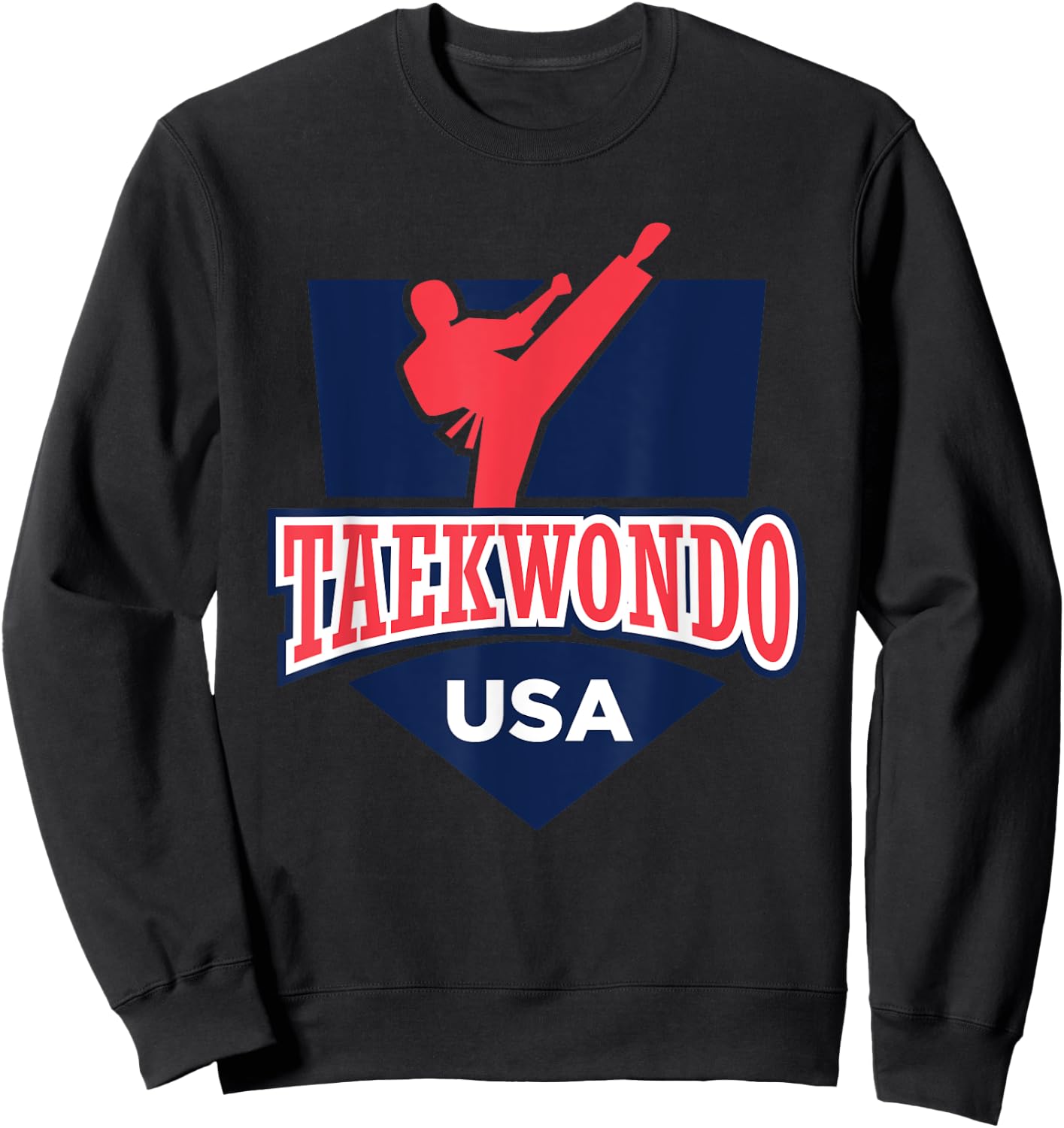 Taekwondo USA Support the Team Shirt USA Flag Fighting Women Kids Men Sweatshirt - Sweatshirt | Black