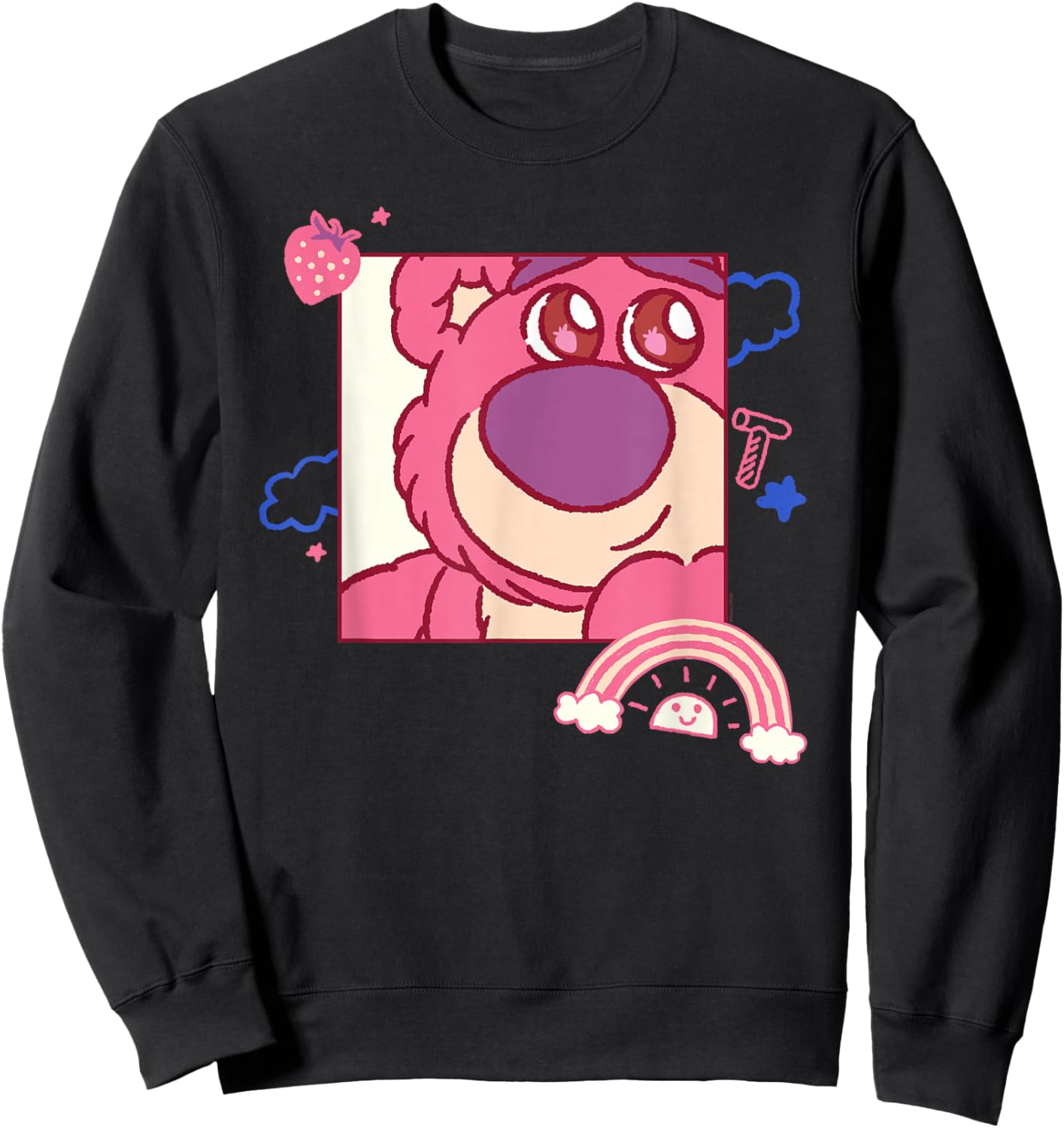 Disney and Pixar's Toy Story Lotso Bear Fluffy Rainbows Cute Sweatshirt - Sweatshirt | Black