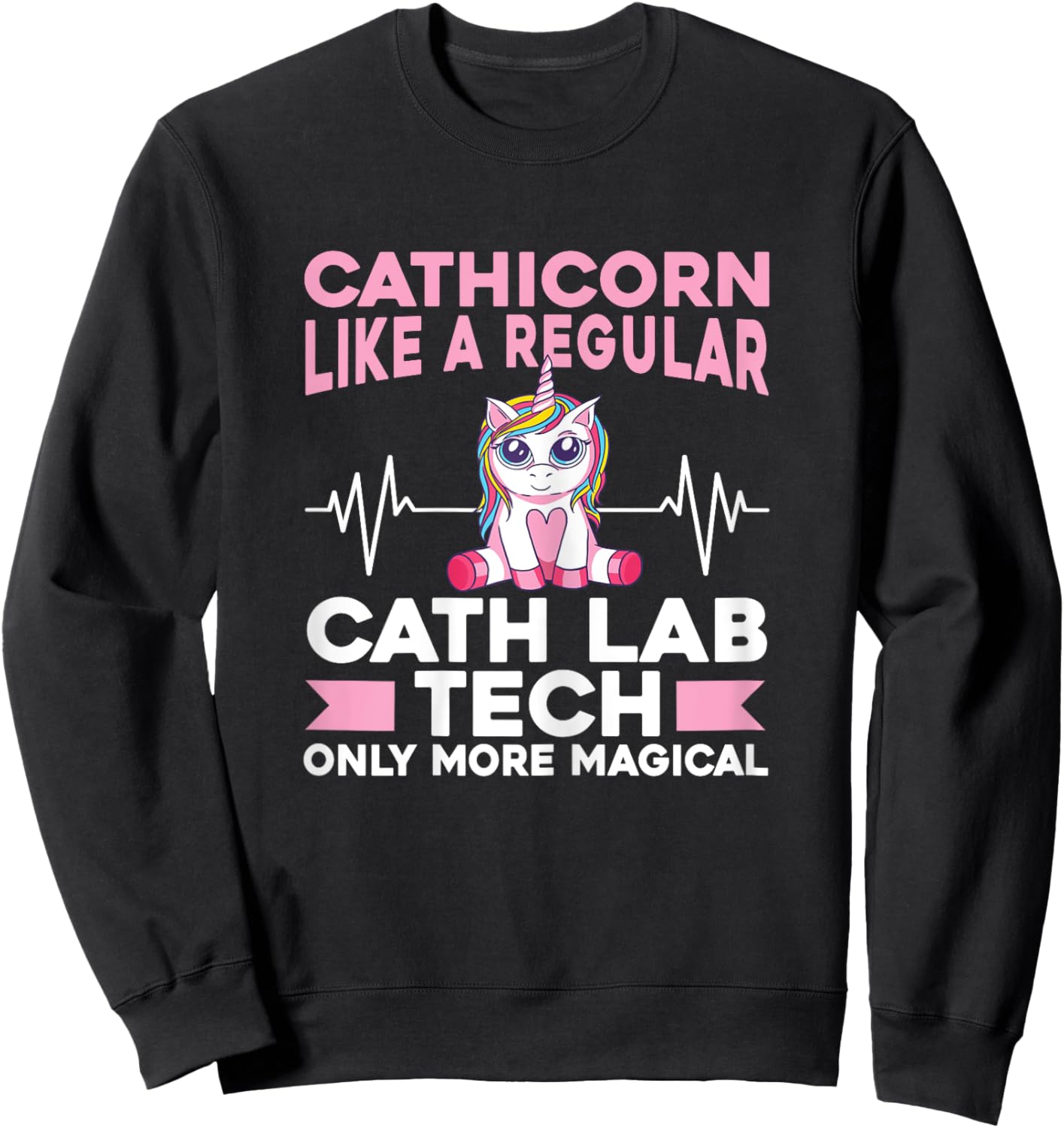 Cath Lab Nurse Heartbeat Technician Women Cath Lab Tech Sweatshirt - Sweatshirt | Black