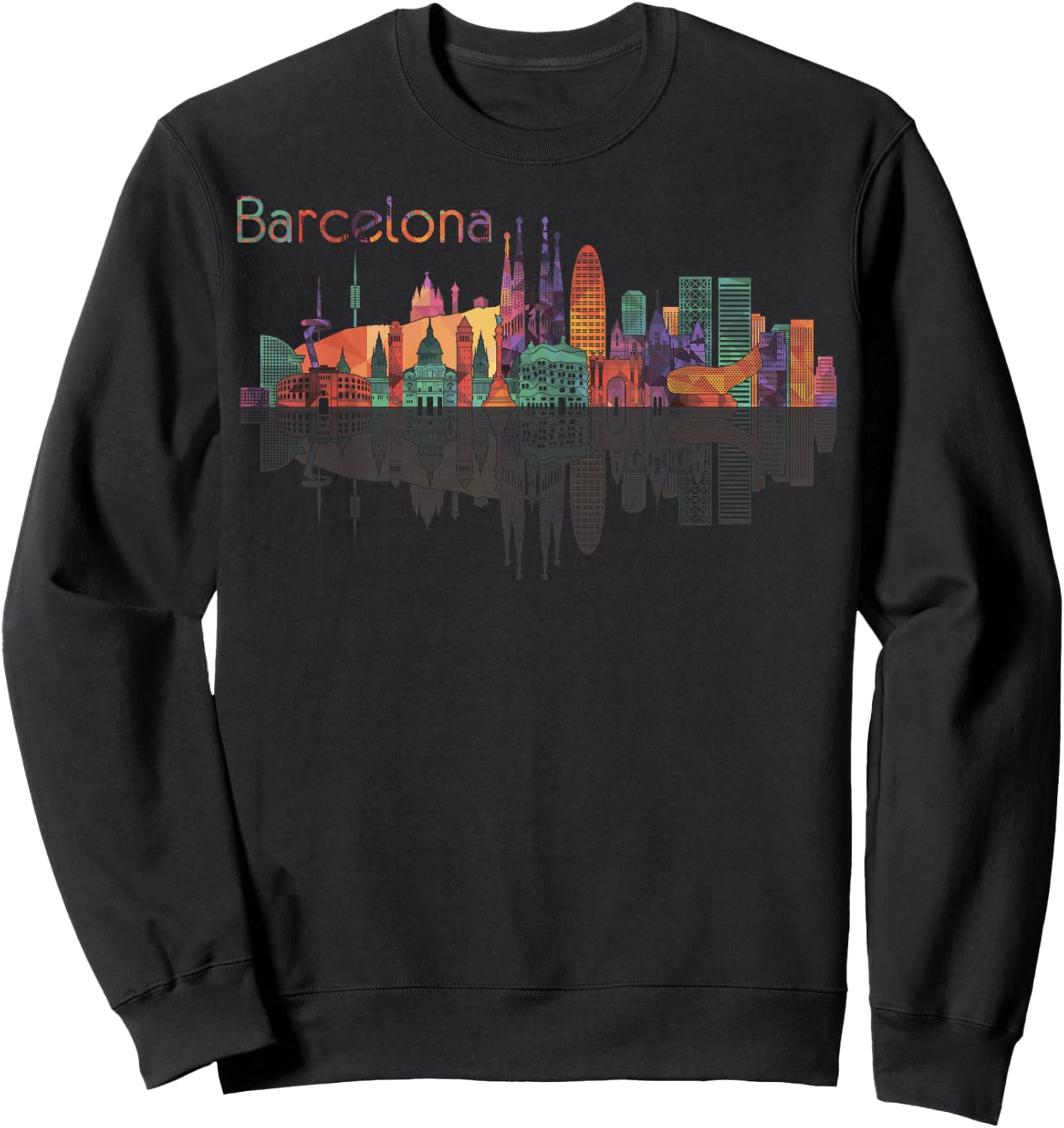 Travel Barcelona Spain Europe Spanish Family Vacation Sweatshirt - Sweatshirt | Black
