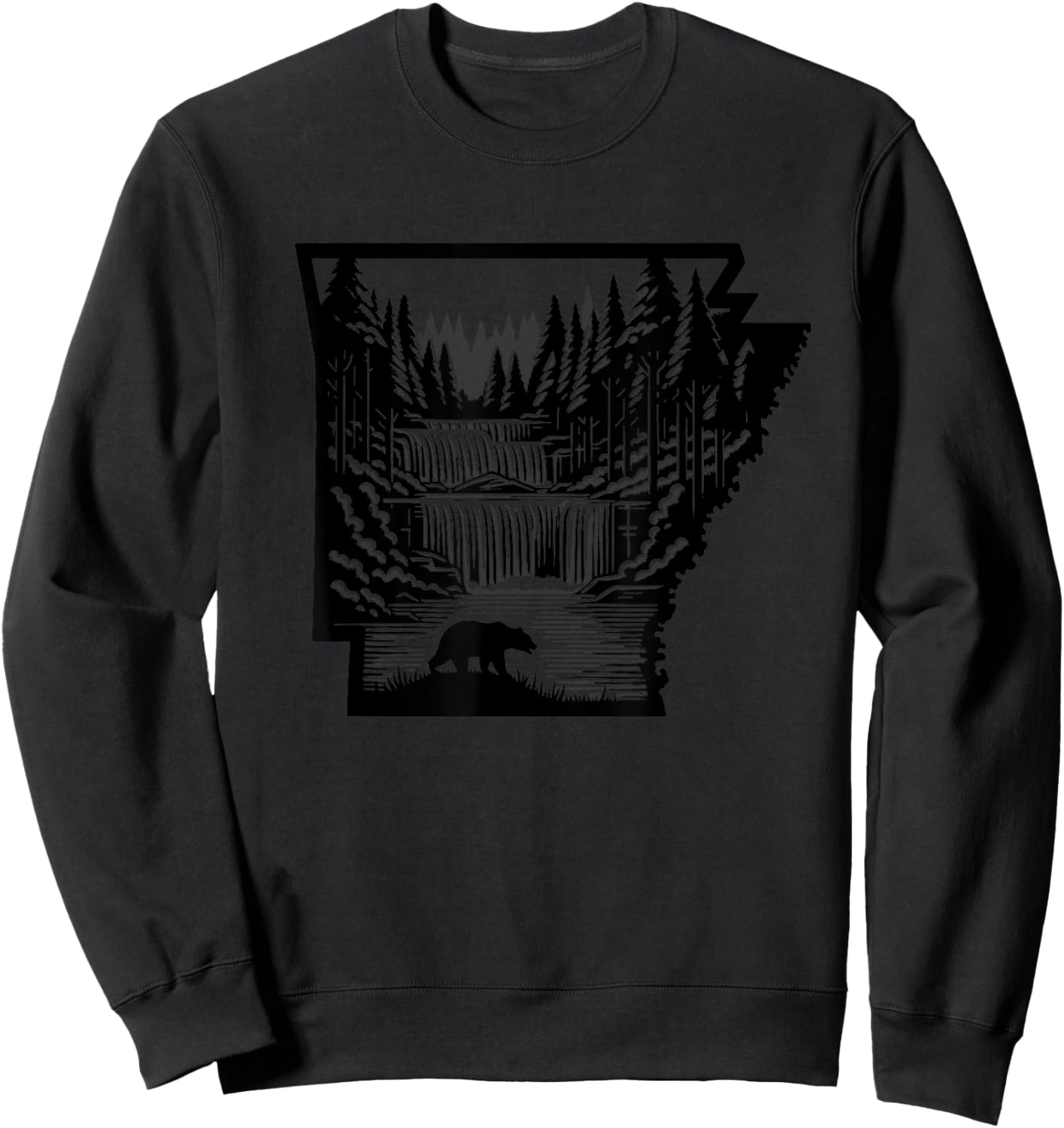 Arkansas map and landscape, hunting, fishing, outdoor lover Sweatshirt - Sweatshirt | Black