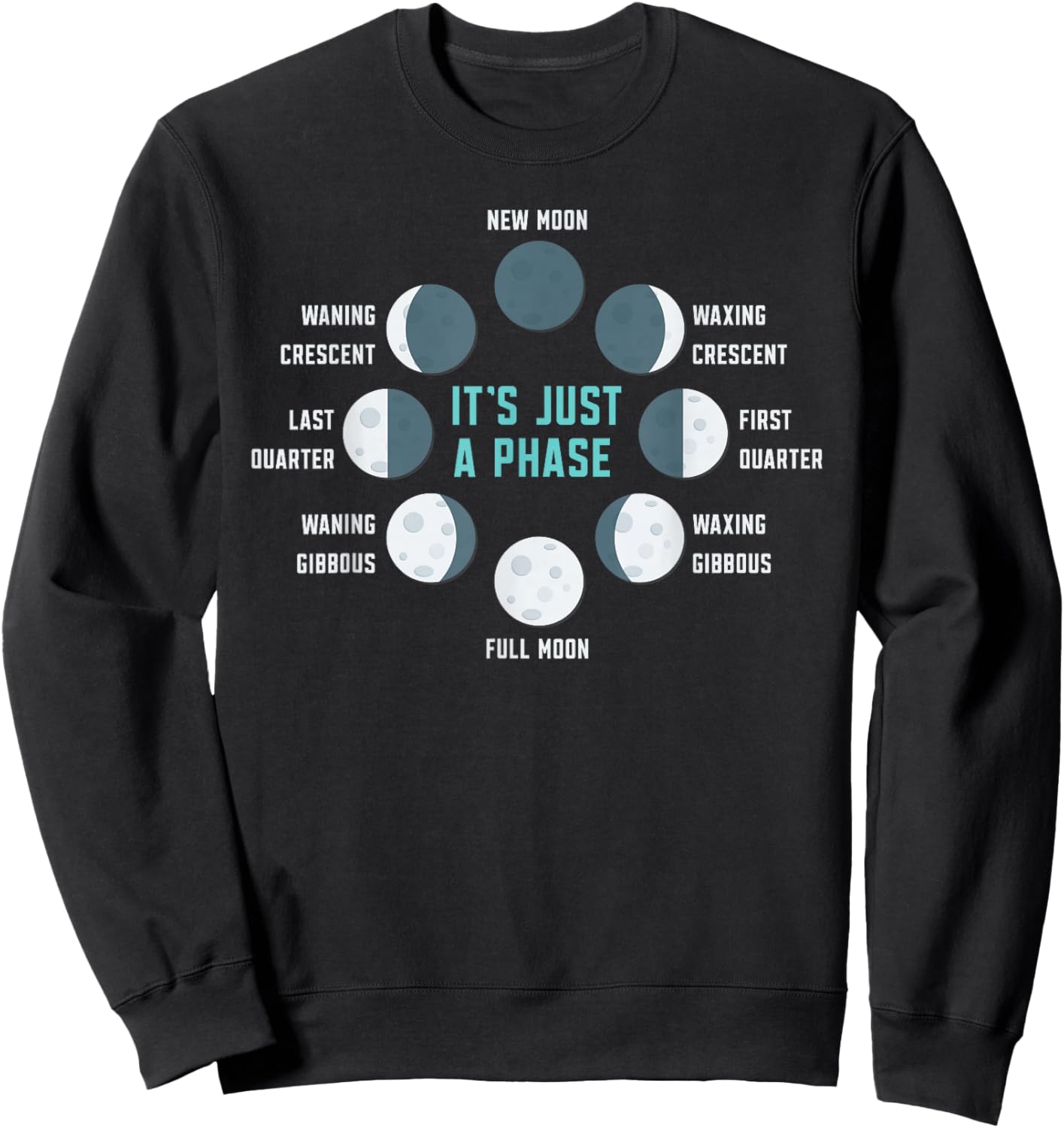 It's Just A Phase Lunar Eclipse Astronomy Moon Phase Sweatshirt - Sweatshirt | Black