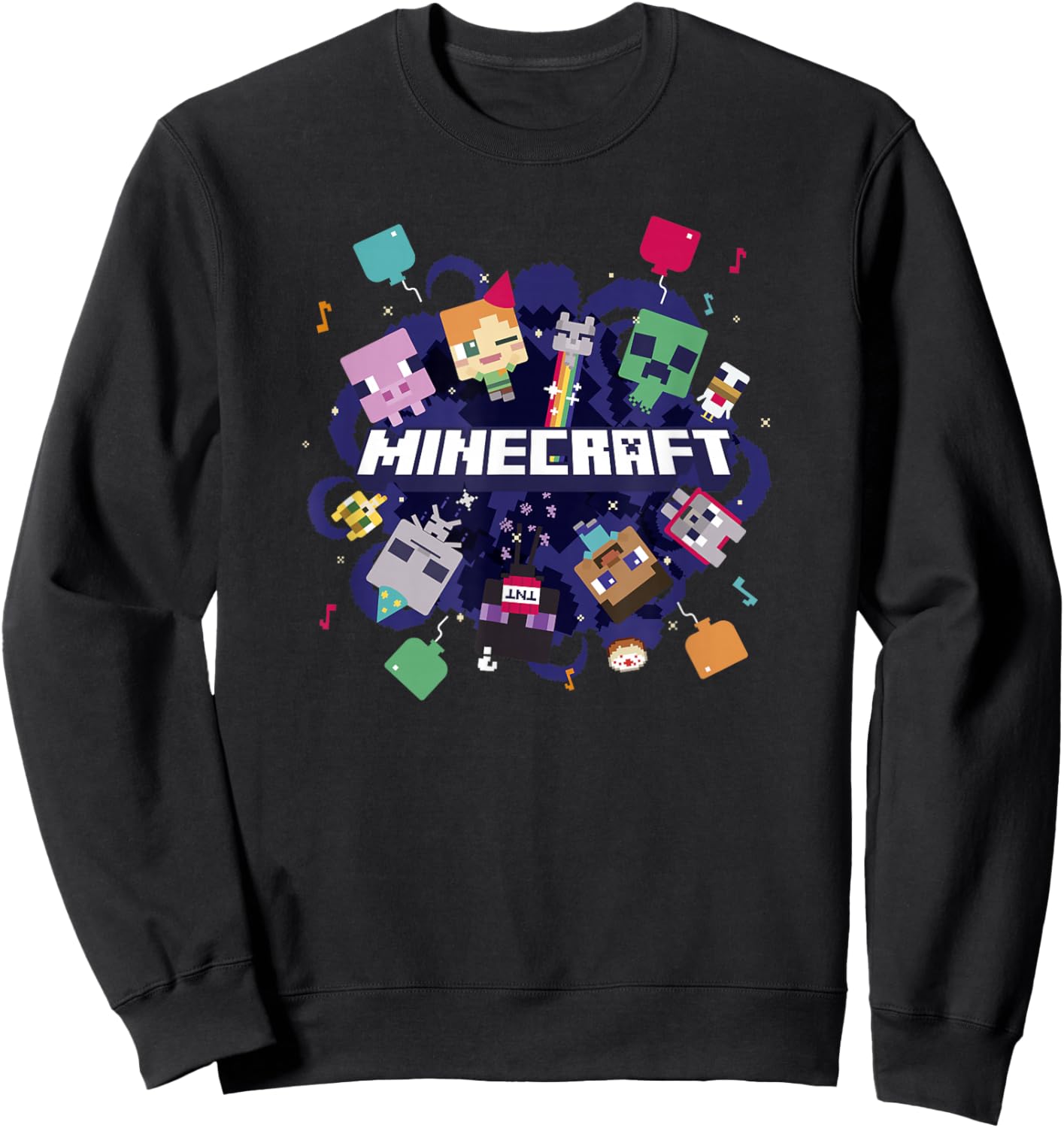 Minecraft Chibi Mobs Party Celebration Logo Sweatshirt - Sweatshirt | Black