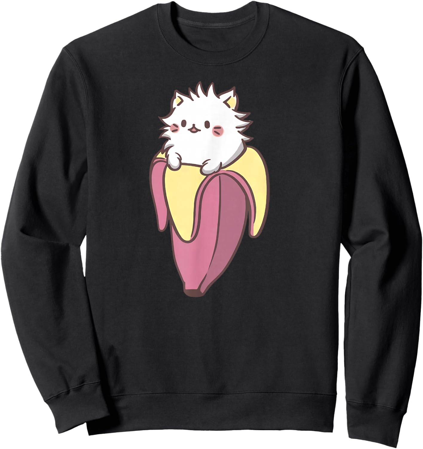 Banana Cat Funny Kawaii Bananya Gift Bday Sweatshirt - Sweatshirt | Black