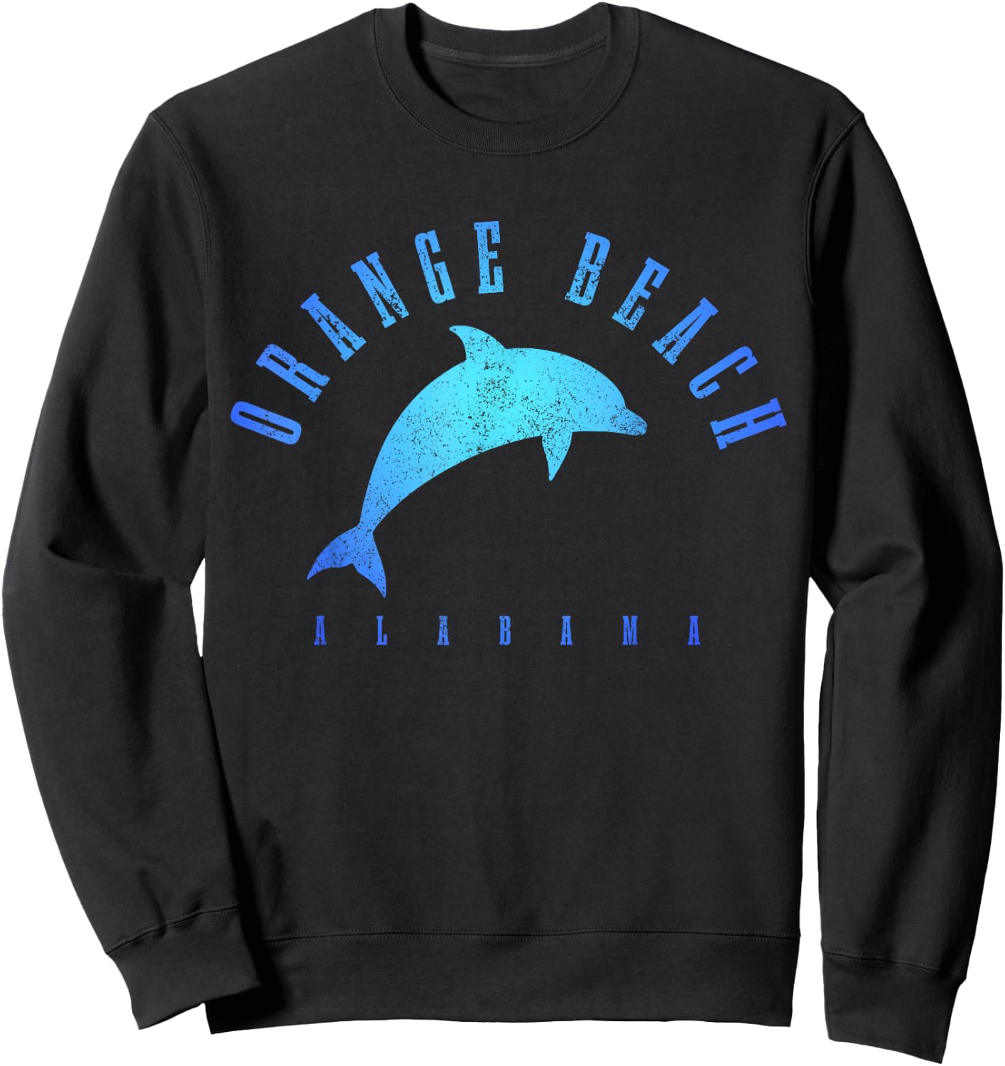 Orange Beach Alabama Vintage Dolphin Holiday Sweatshirt - Sweatshirt | Black