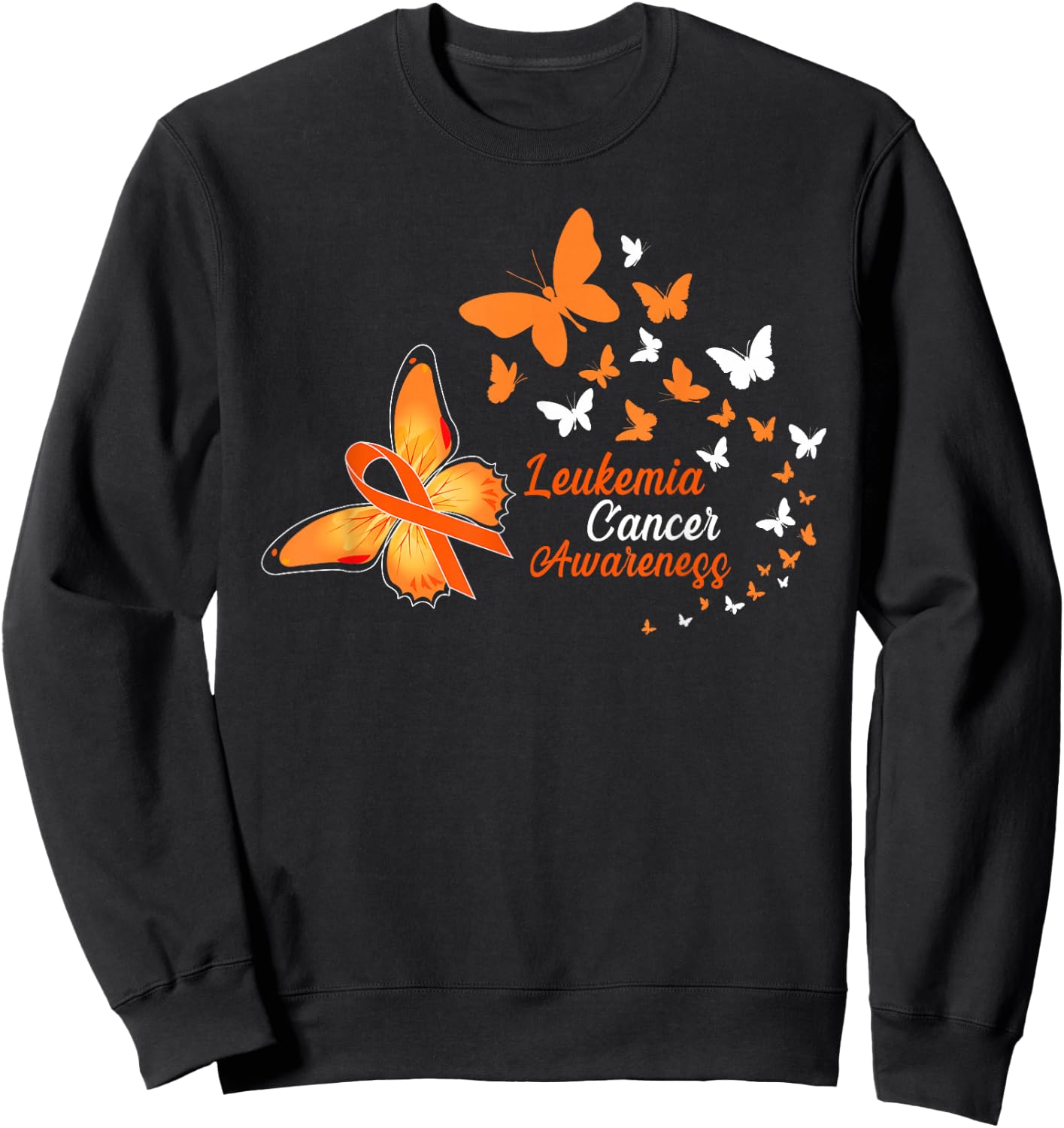 Leukemia Cancer Awareness Butterflies Sweatshirt - Sweatshirt | Black