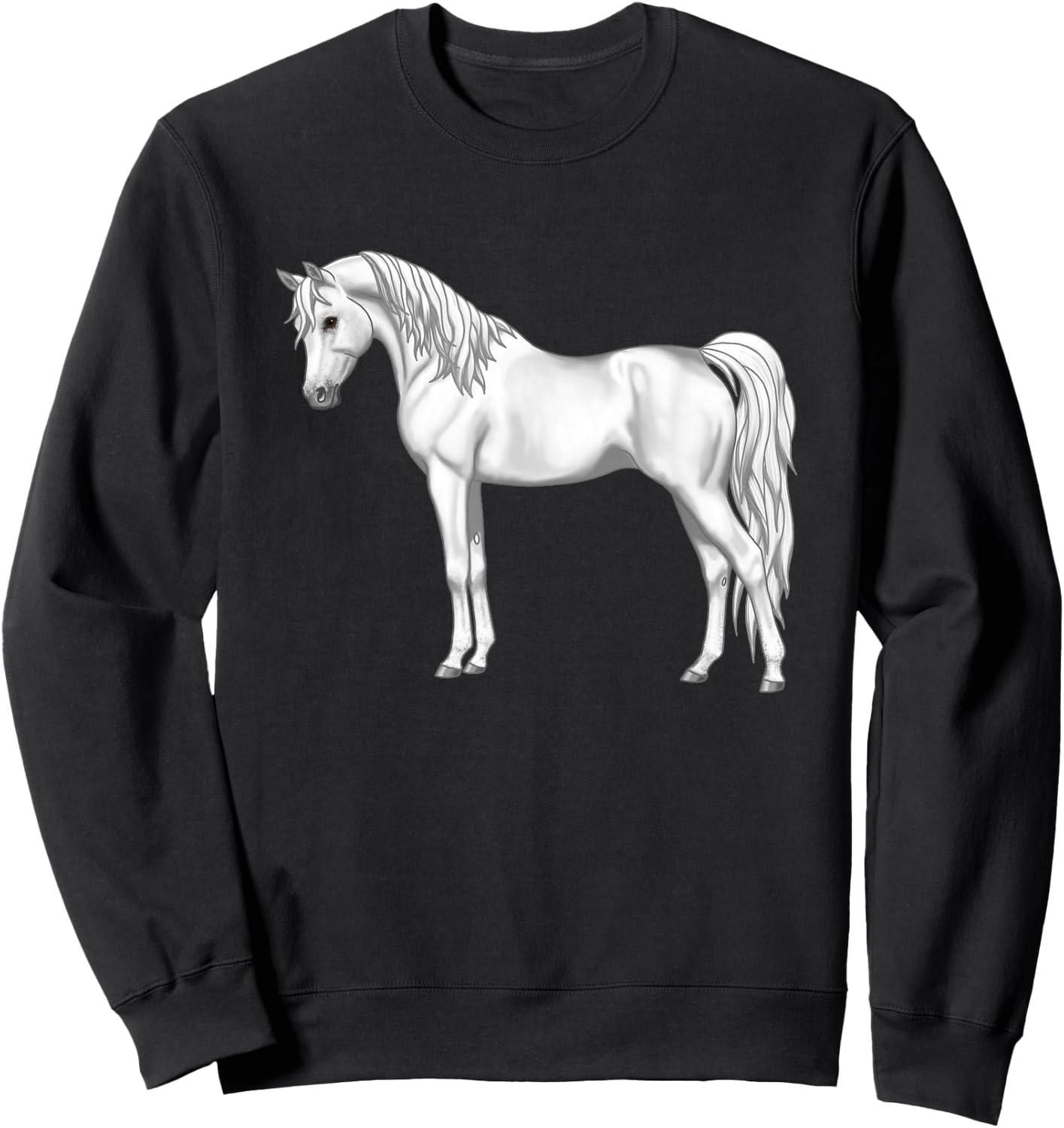 Pretty White Light Gray Egyptian Arabian Horse Lovers Gift Sweatshirt - Sweatshirt | Black