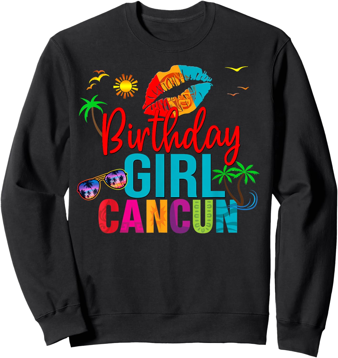 Cancun Mexico Birthday Girl Vacation Group Matching Sweatshirt - Sweatshirt | Black