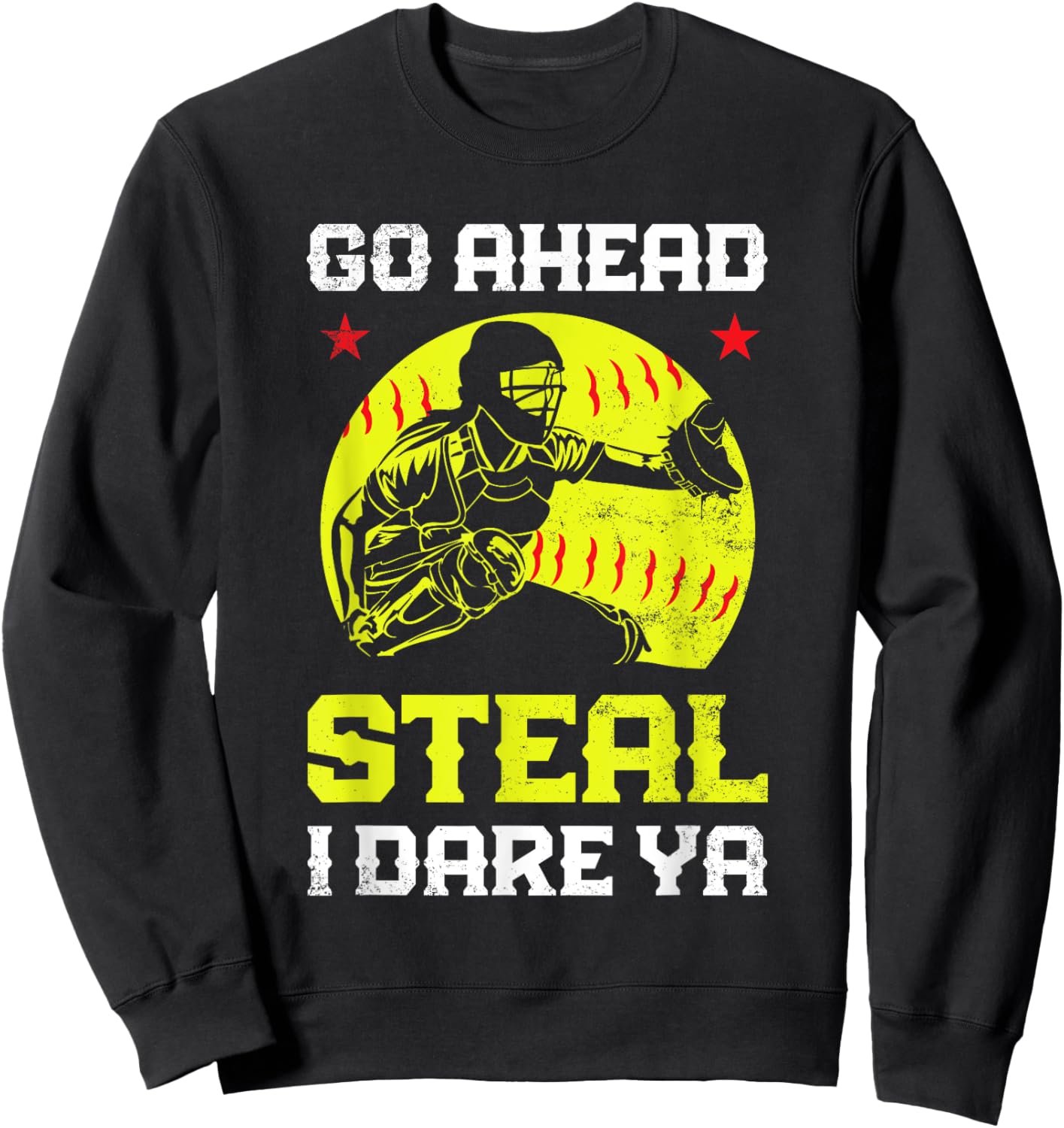 Softball Catcher Sports Design- Funny Softball Player Sweatshirt - Sweatshirt | Black