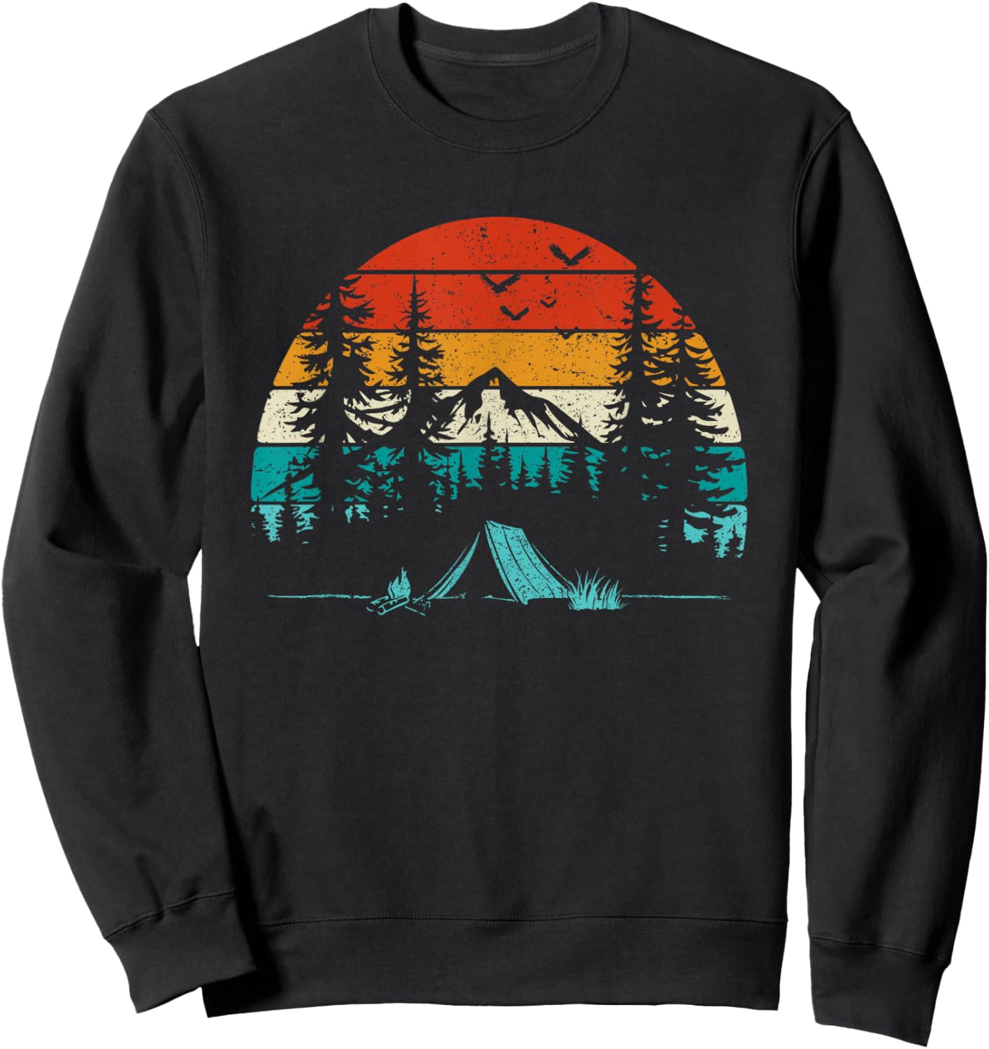 Retro Camping Adventure Wanderlust Nature Outdoors Hiking Sweatshirt - Sweatshirt | Black