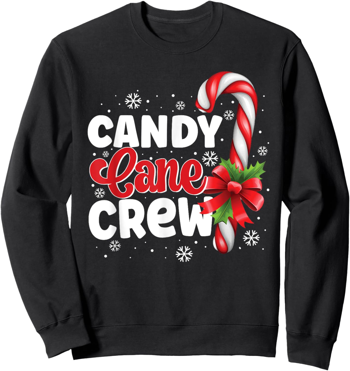 Candy Cane Crew Christmas Candy Love Pajamas Sweatshirt - Sweatshirt | Black
