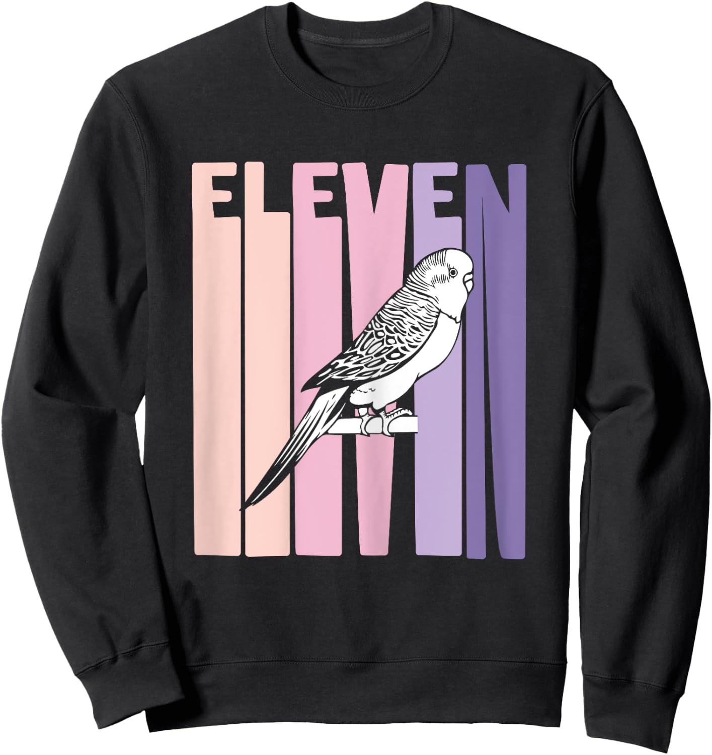 11 Year Old Budgie Parakeet Lover Birthday Girl 11th B-Day Sweatshirt - Sweatshirt | Black