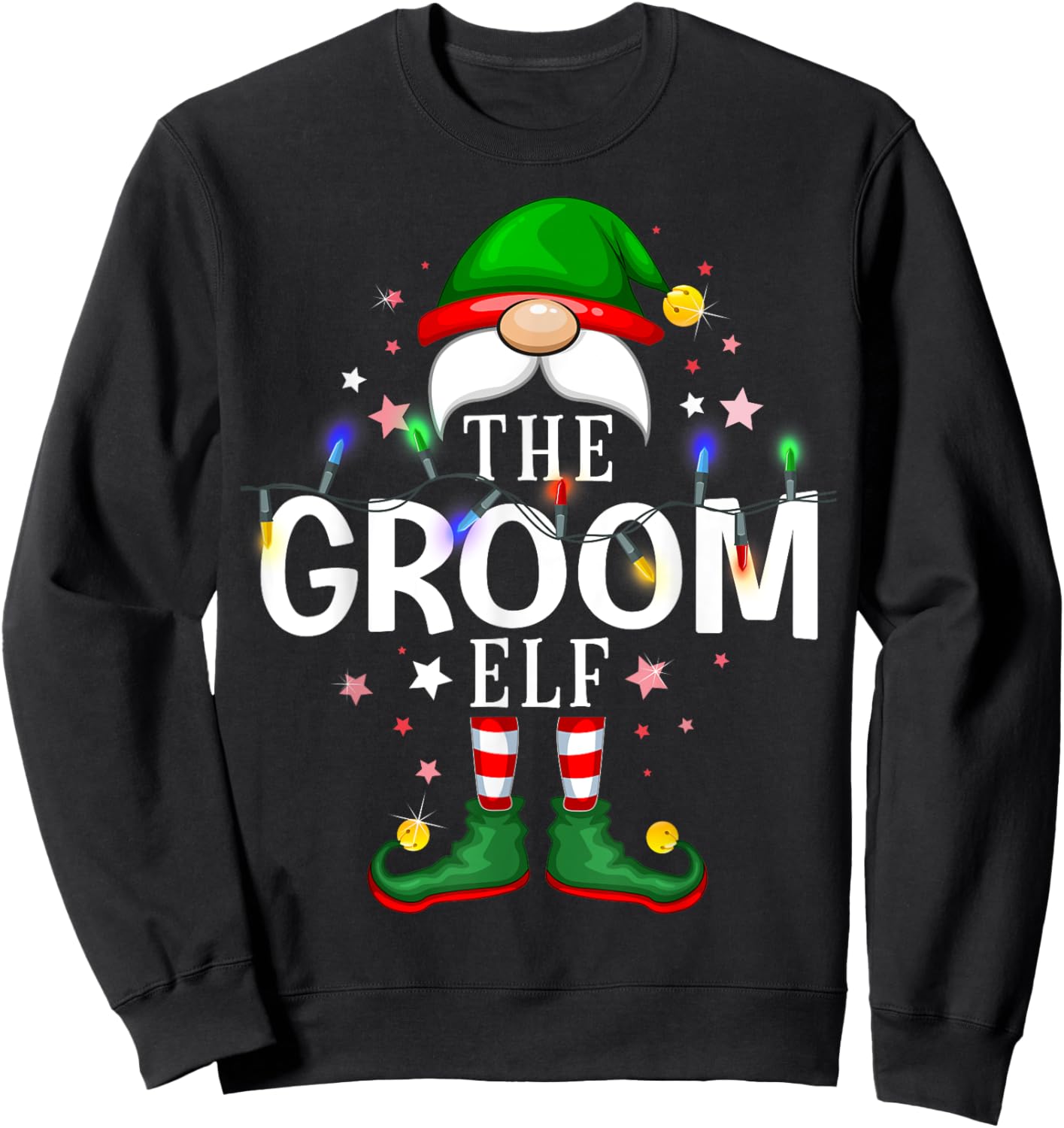 The Groom Elf Christmas Family Pajama Party Sweatshirt - Sweatshirt | Black
