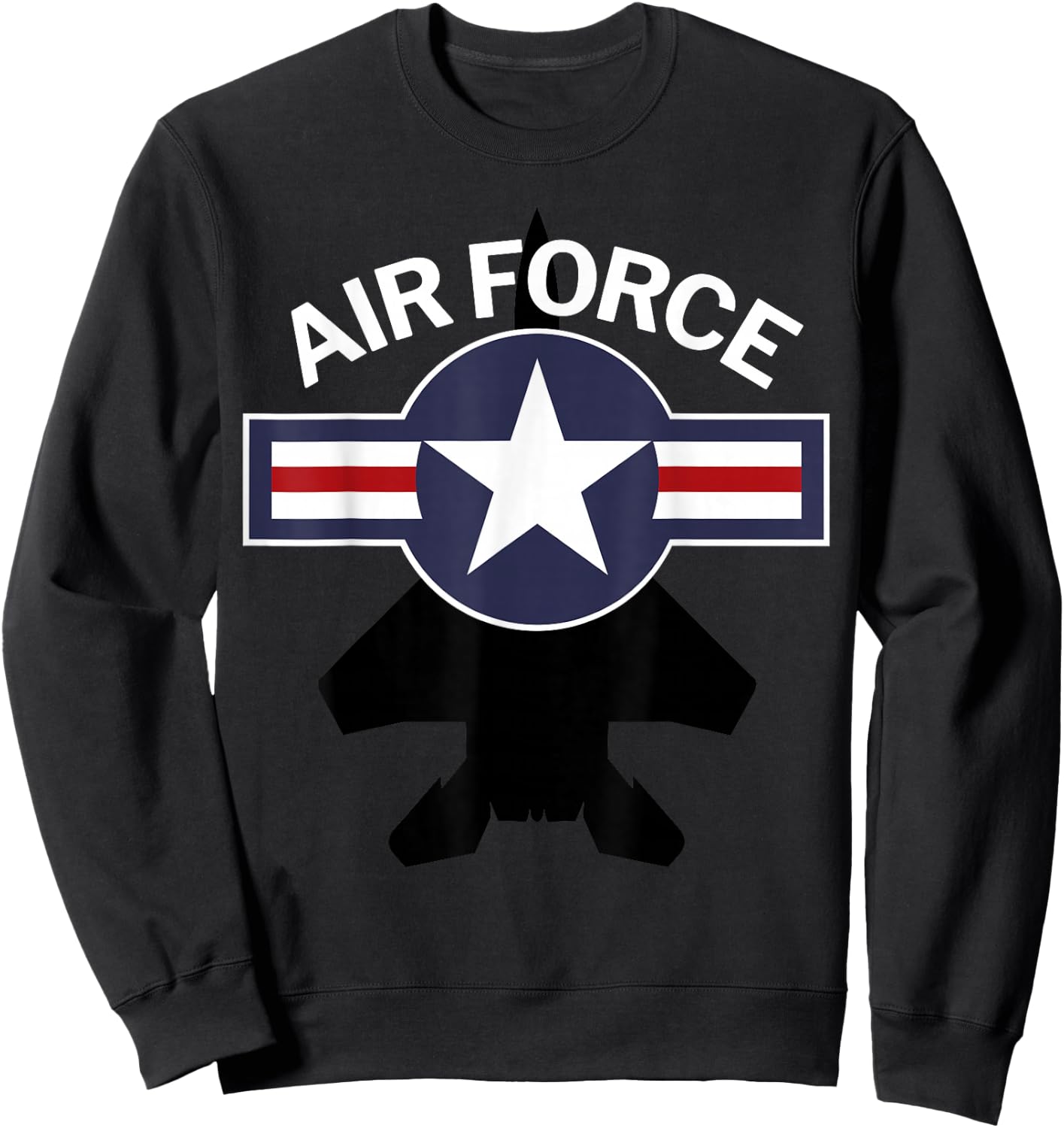 Air Force with F15 Jet and Vintage Roundel Small Sweatshirt - Sweatshirt | Black