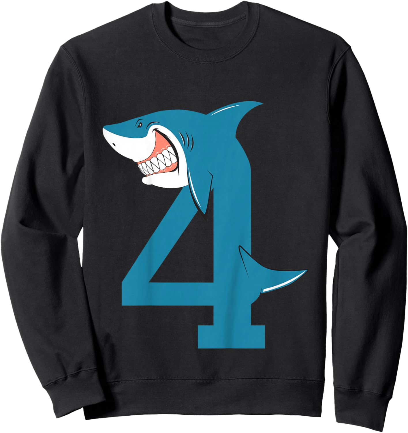 Shark 4th Birthday Shirt Boy Girl Gift 4 Year Old Sweatshirt - Sweatshirt | Black
