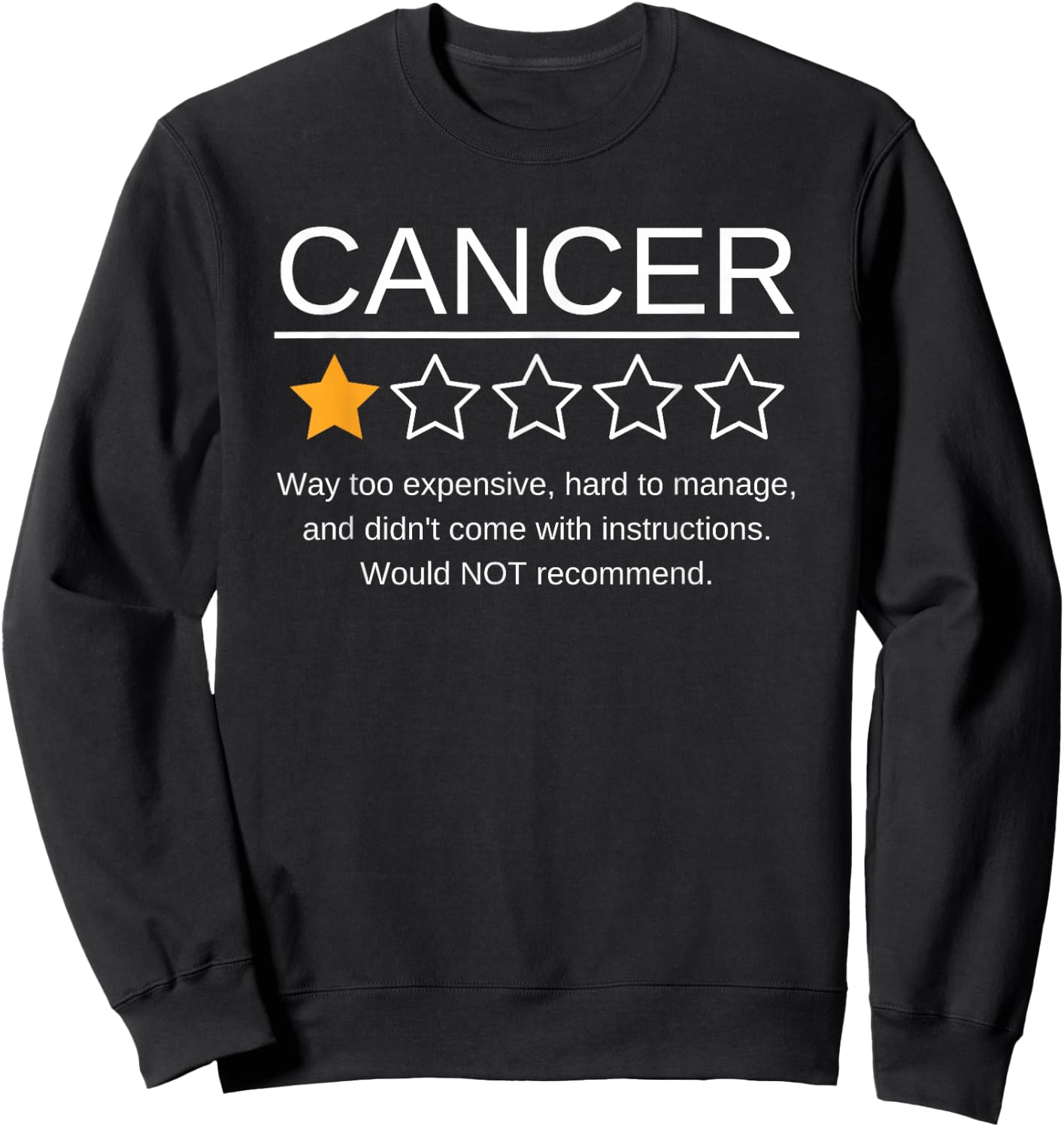 Funny Cancer Awareness One Star Rating Esophageal Ovarian Sweatshirt - Sweatshirt | Black