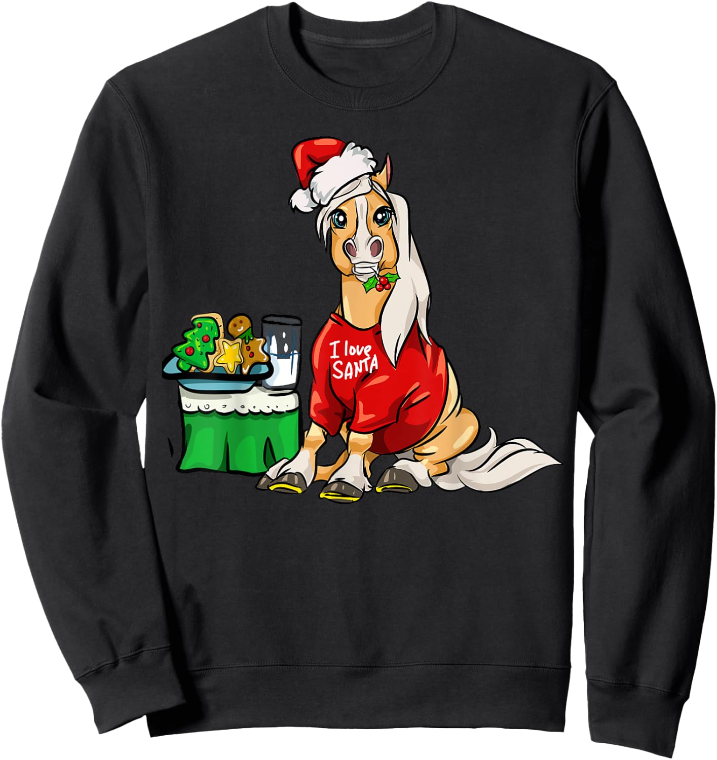 Haflinger Horse I Love Santa Christmas Horses Gifts Sweatshirt - Sweatshirt | Black