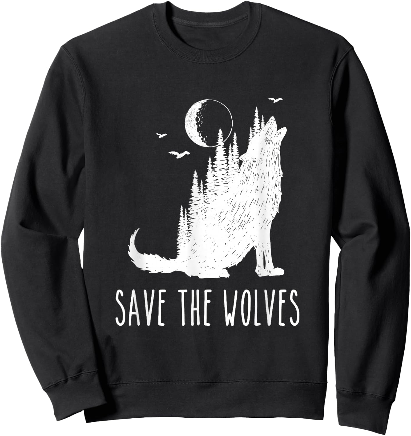Save The Wolves Earth Day Wildlife Conservancy Howling Wolf Sweatshirt - Sweatshirt | Black