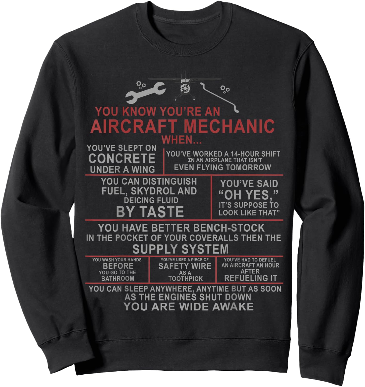 You Know You're an Aircraft Mechanic When.. Funny A&P Saying Sweatshirt - Sweatshirt | Black