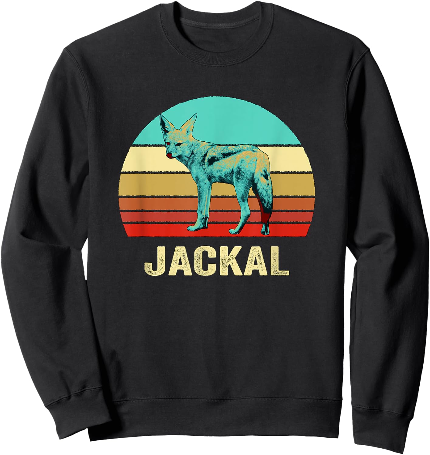Vintage Retro Style Sunset Jackal Sweatshirt - Sweatshirt | Black