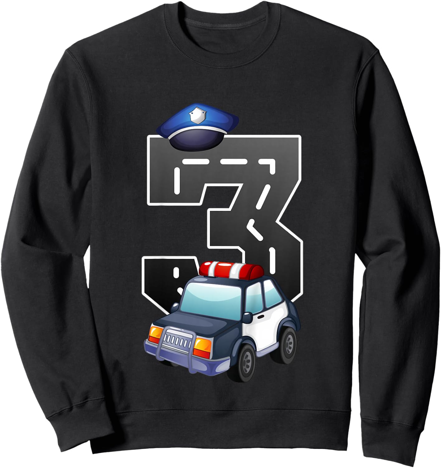 3rd Birthday Police Car 3 Years Birthday Gift Sweatshirt - Sweatshirt | Black