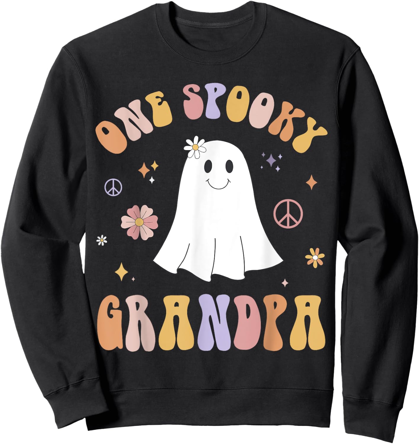 One Spooky Grandpa First Birthday Retro Halloween Ghost Boo Sweatshirt - Sweatshirt | Black