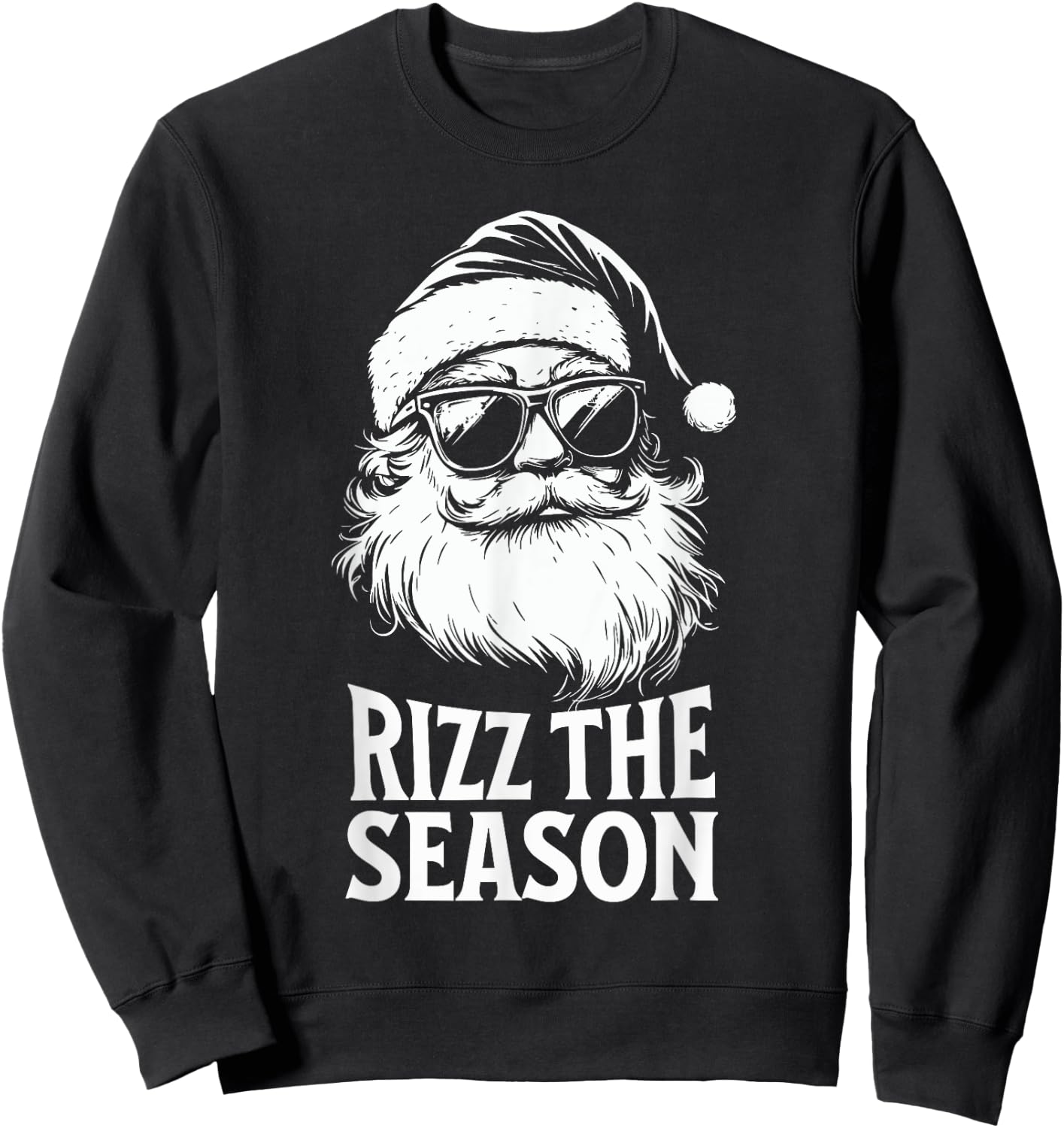 Rizz The Season Teens Kids School Christmas Santa Claus Sweatshirt - Sweatshirt | Black
